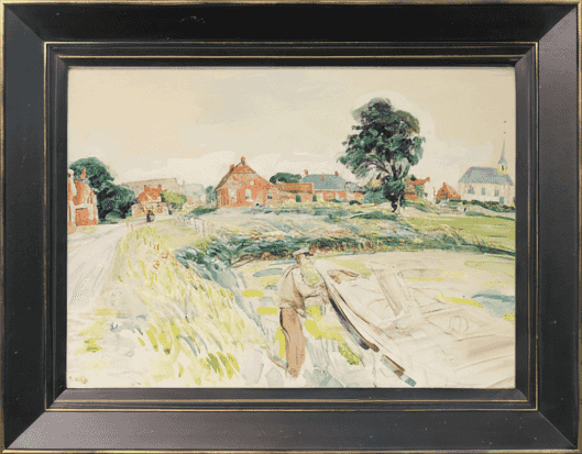 Johan Dijkstra - Gezicht op Sitswerd in Groningen (met lijst)