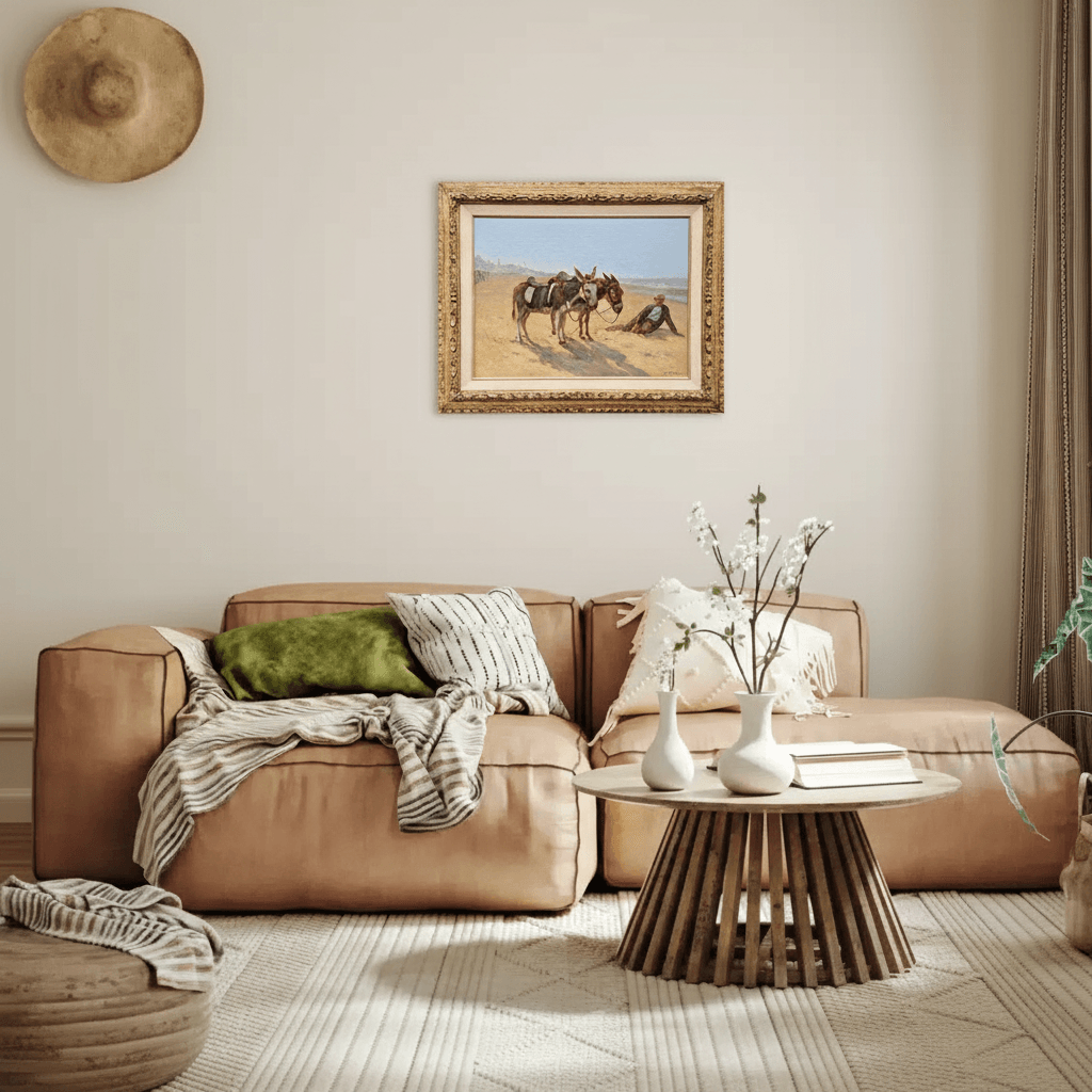 Ezels op het Scheveningse strand zonder lijst