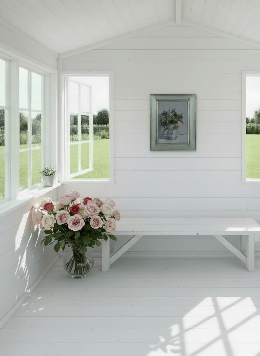 Bessentakjes in een witte vaas zonder lijst