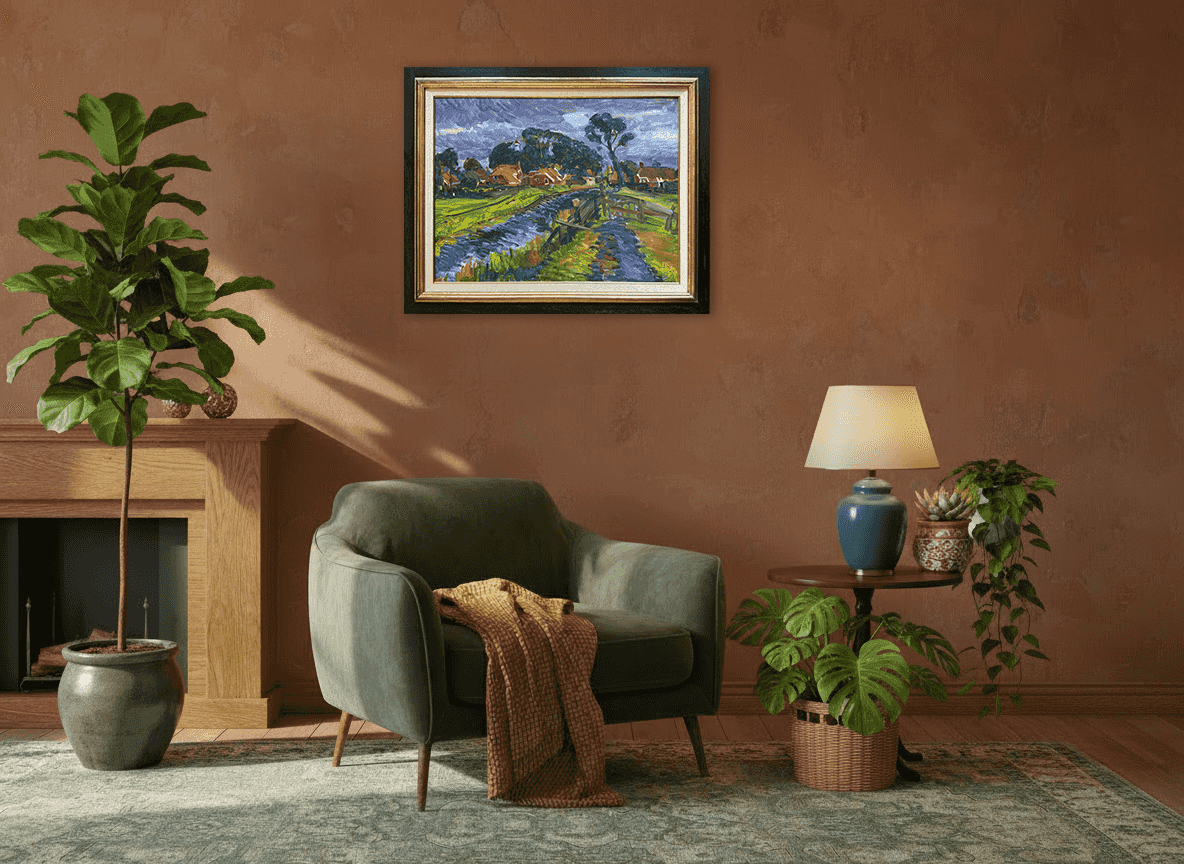 Johan Dijkstra - Gezicht op Thesinge (in interieur)