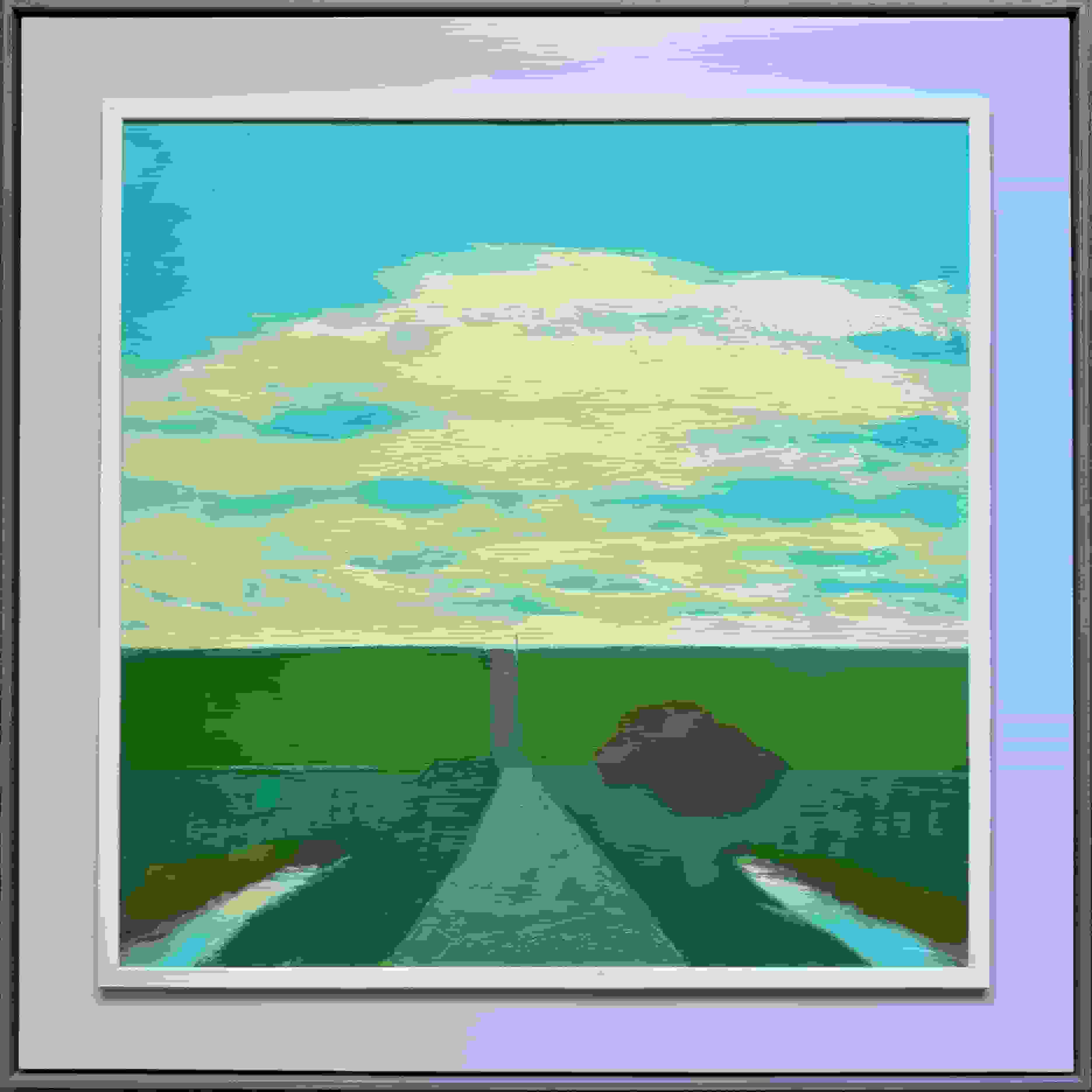 Jentsje Popma - Zeedijk met wolkenlucht (met lijst)