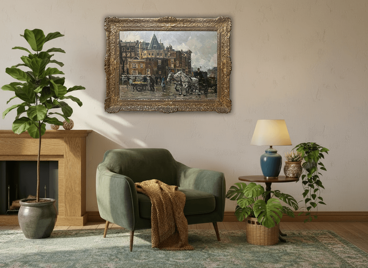 Gezicht op de Schreierstoren te Amsterdam zonder lijst