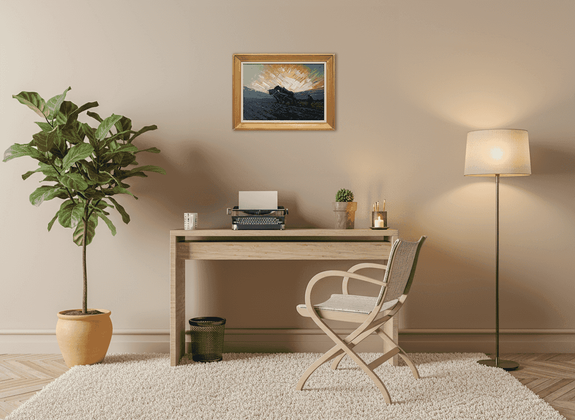 Herman Gouwe - Ploegende boer (in interieur)