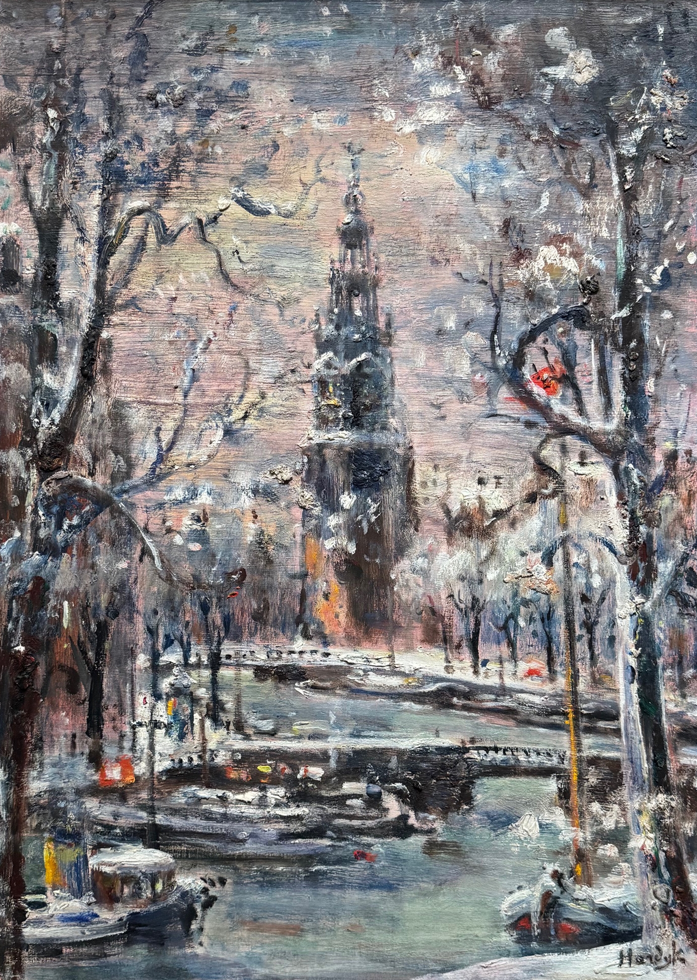 Montelbaantoren in de sneeuw zonder lijst