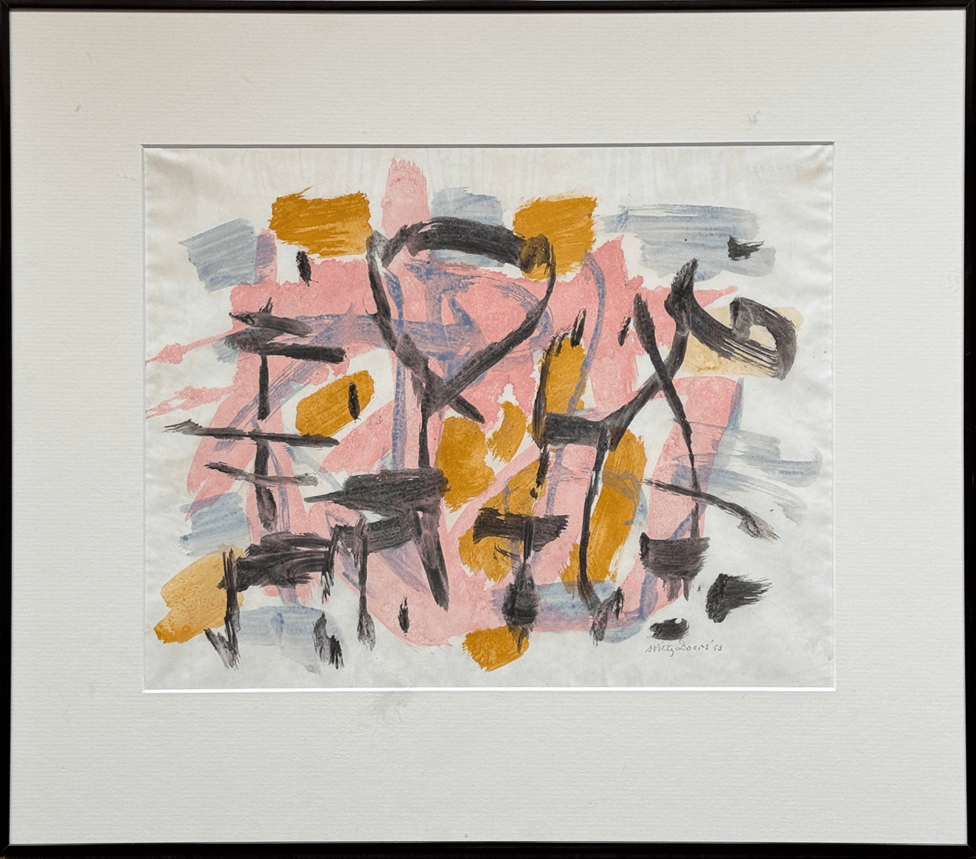 Willy Boers - Muzikale abstracte compositie (met lijst)