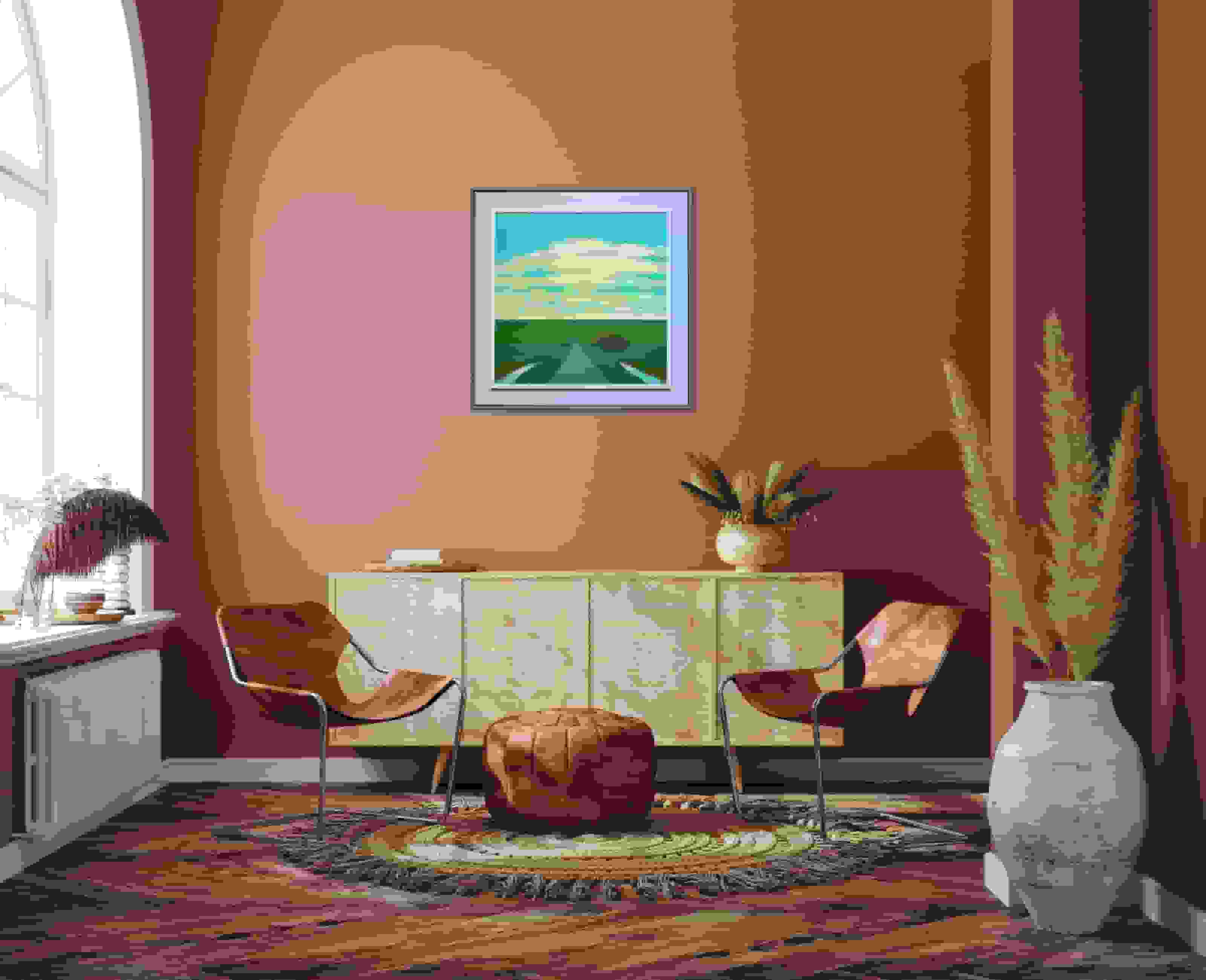 Jentsje Popma - Zeedijk met wolkenlucht (in interieur)