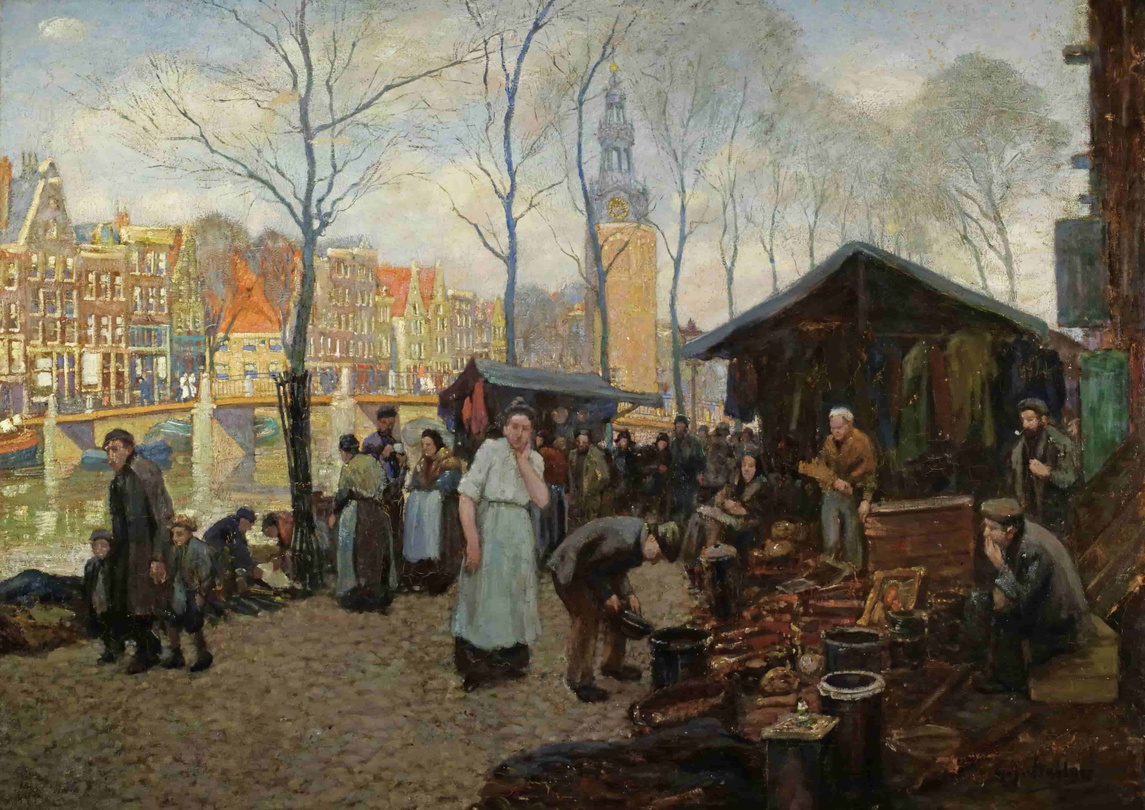 Gerard-Johan Staller - Joodse markt aan de Oudeschans in Amsterdam