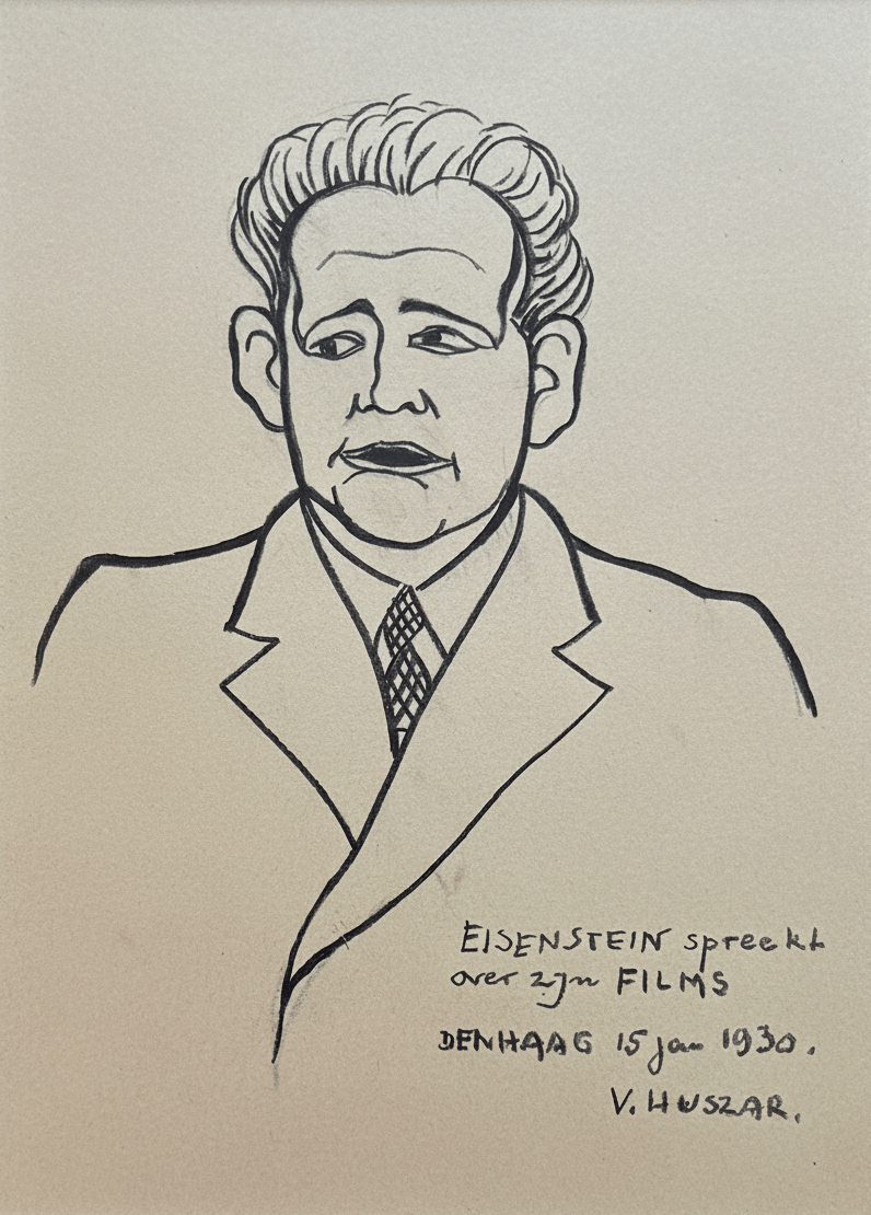 Vilmos Huszár - Portret van Sergej Eisenstein: Rusissch regisseur (zonder lijst)