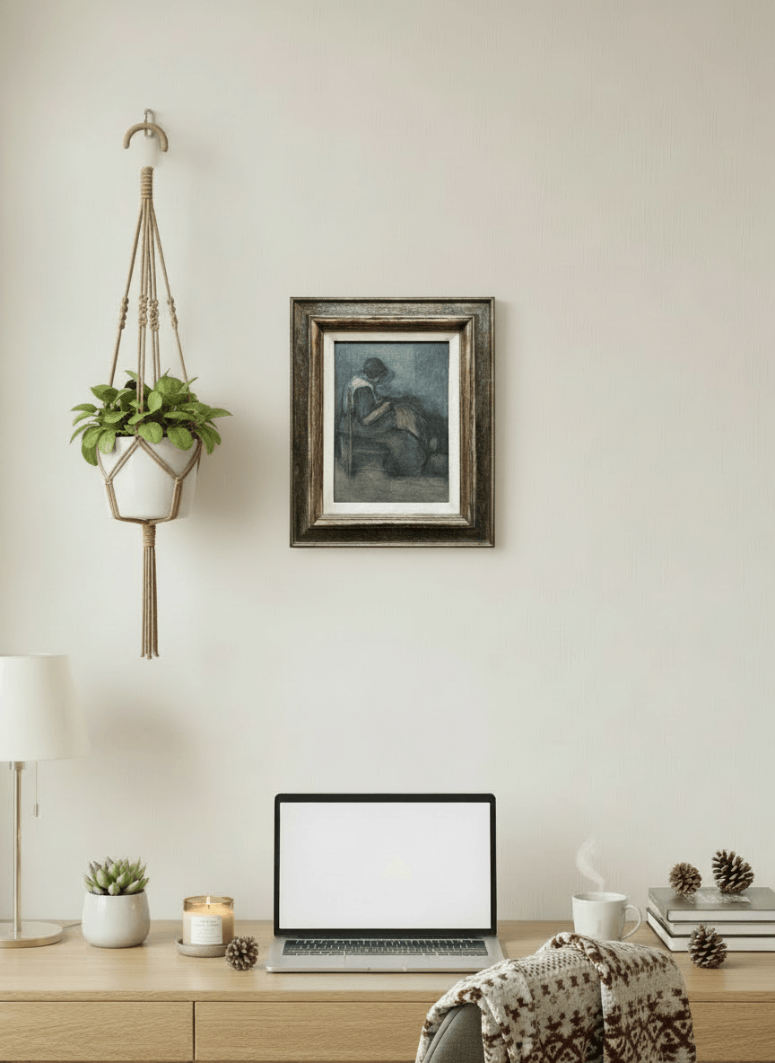 Jonge vrouw die kleding verstelt zonder lijst