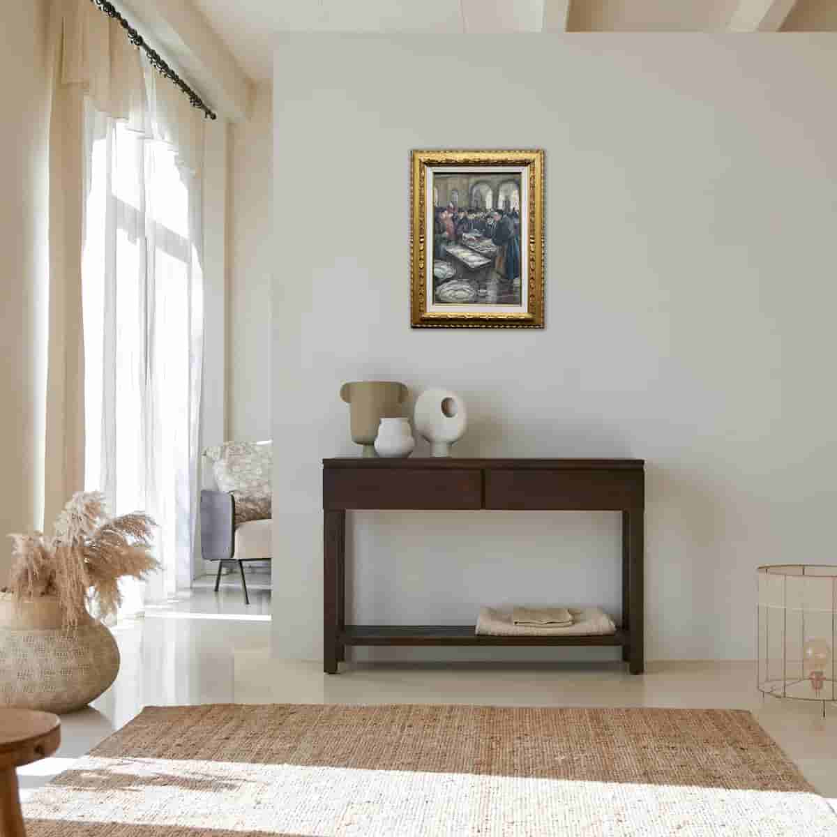 Gerard-Johan Staller - Vishal op de Nieuwmarkt te Amsterdam (in interieur)