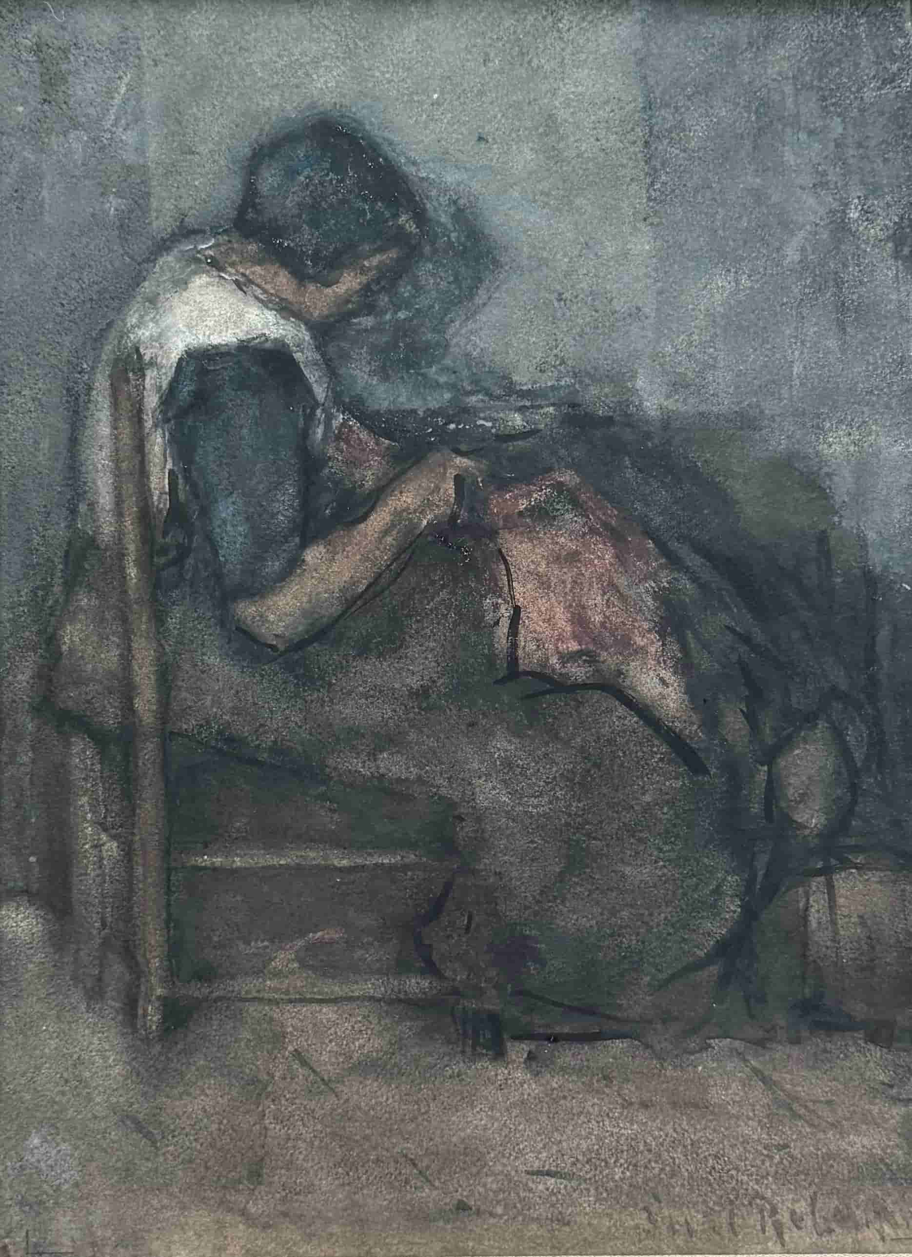 Suze Robertson - Jonge vrouw die kleding verstelt