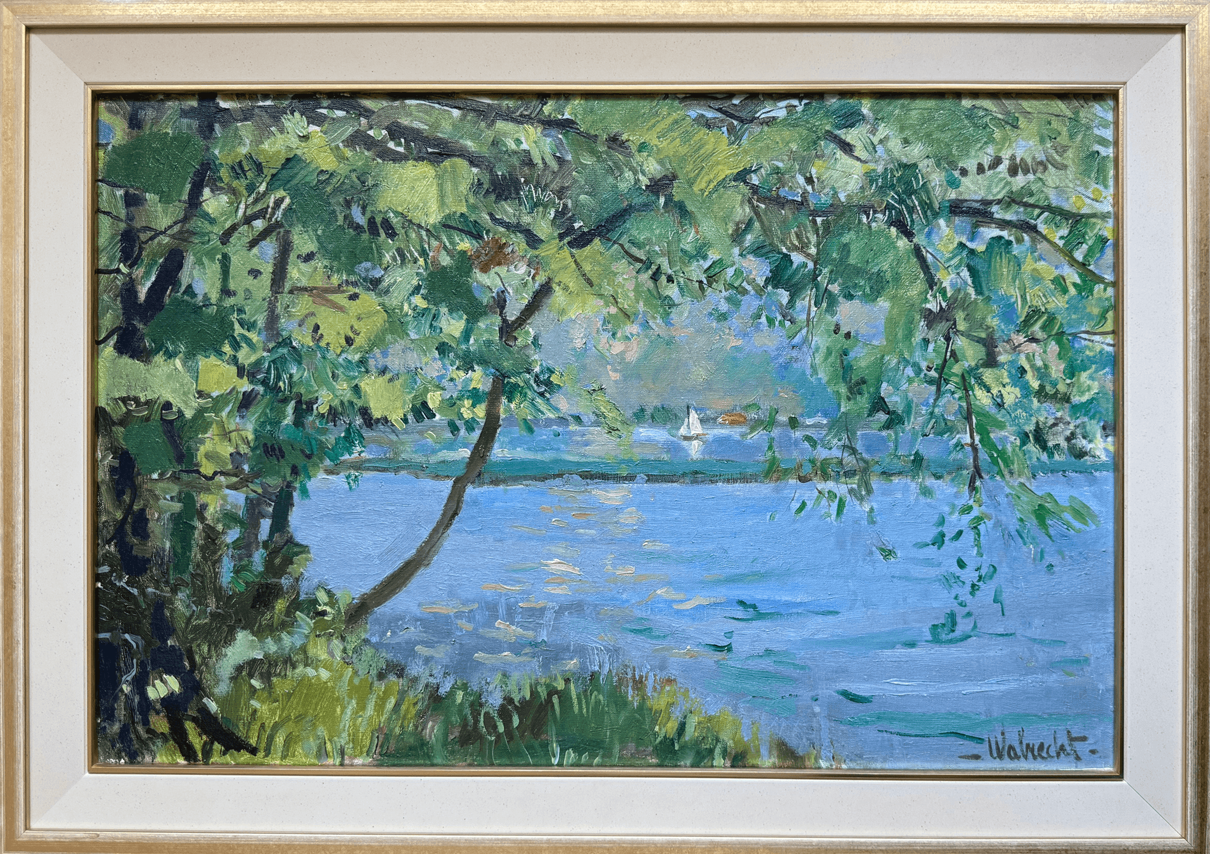 Ben Walrecht - Sfeervol zomers waterlandschap (met lijst)