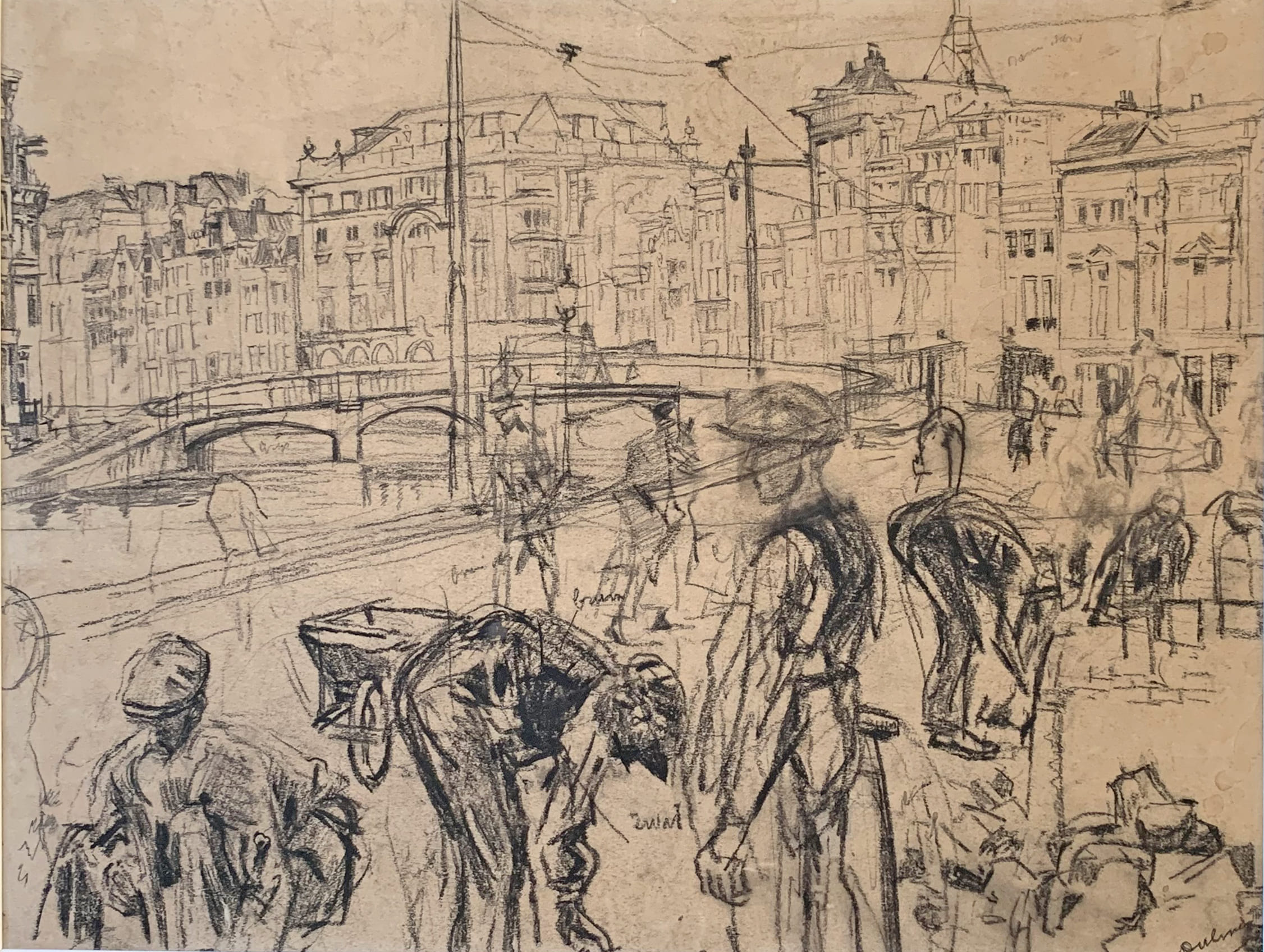 Werkzaamheden aan het Rokin, Amsterdam zonder lijst