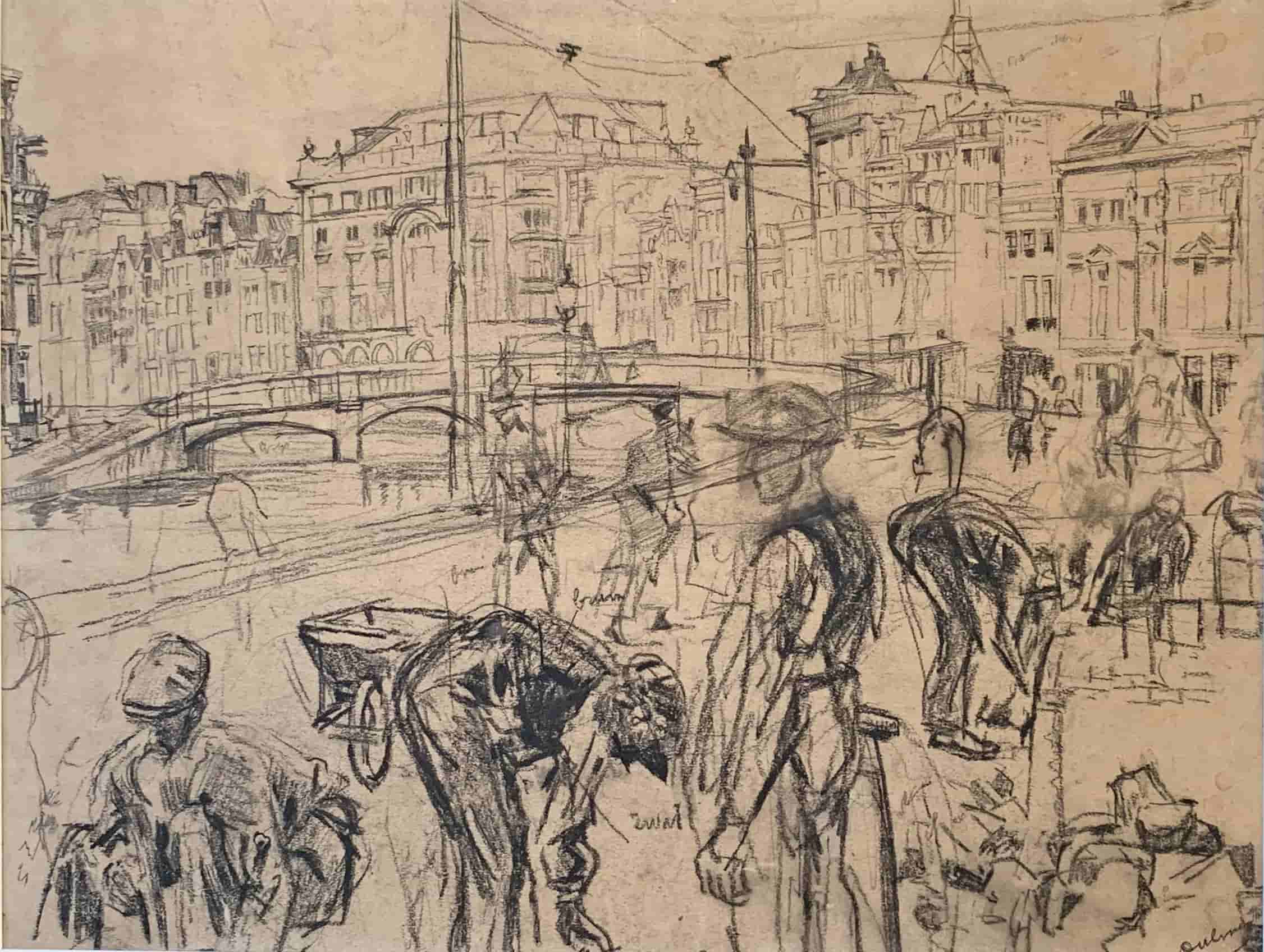 Erasmus Bernard von Dülmen-Krumpelman - Werkzaamheden aan het Rokin, Amsterdam (zonder lijst)