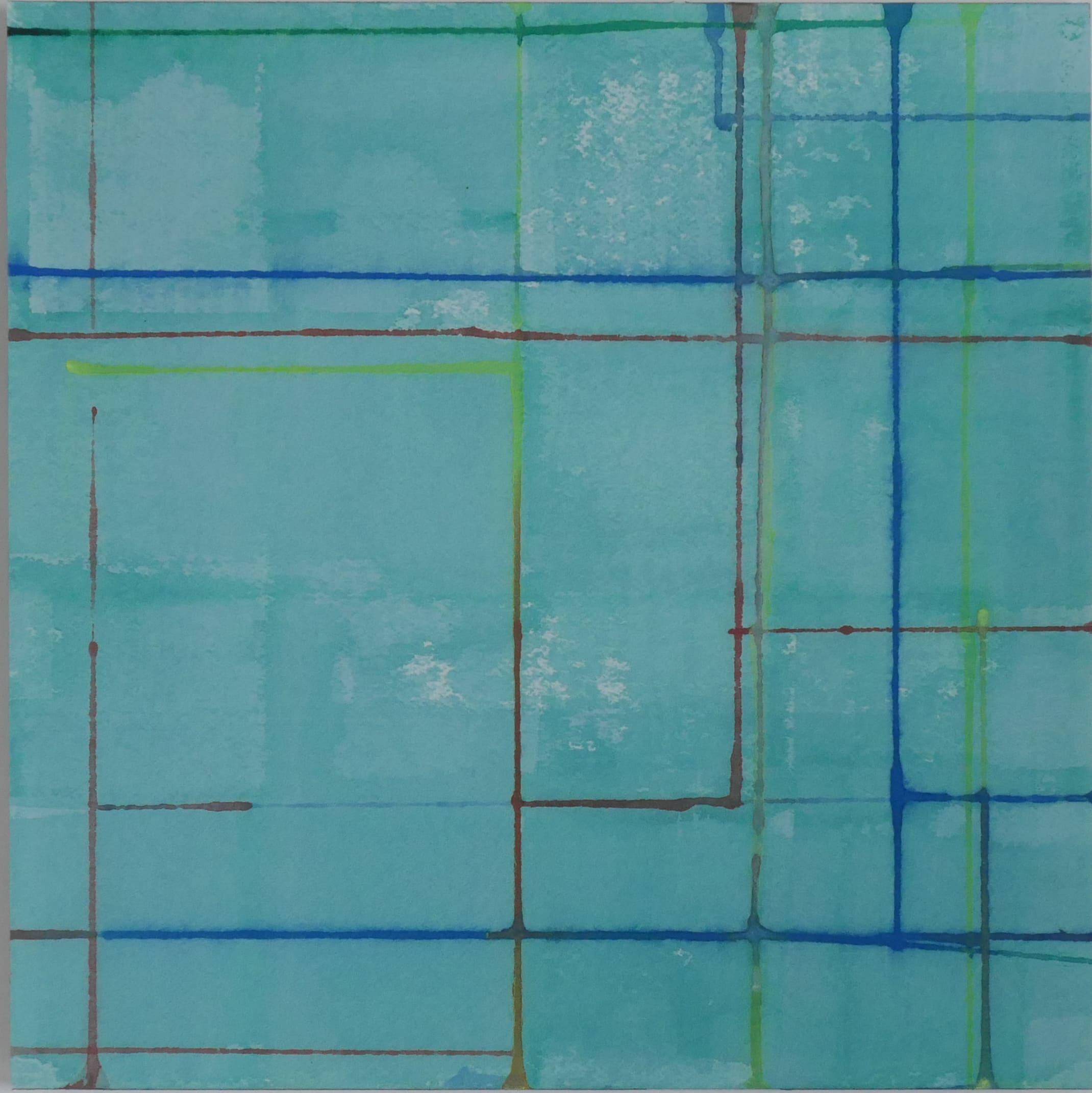 Compositie op blauwgroen fond zonder lijst