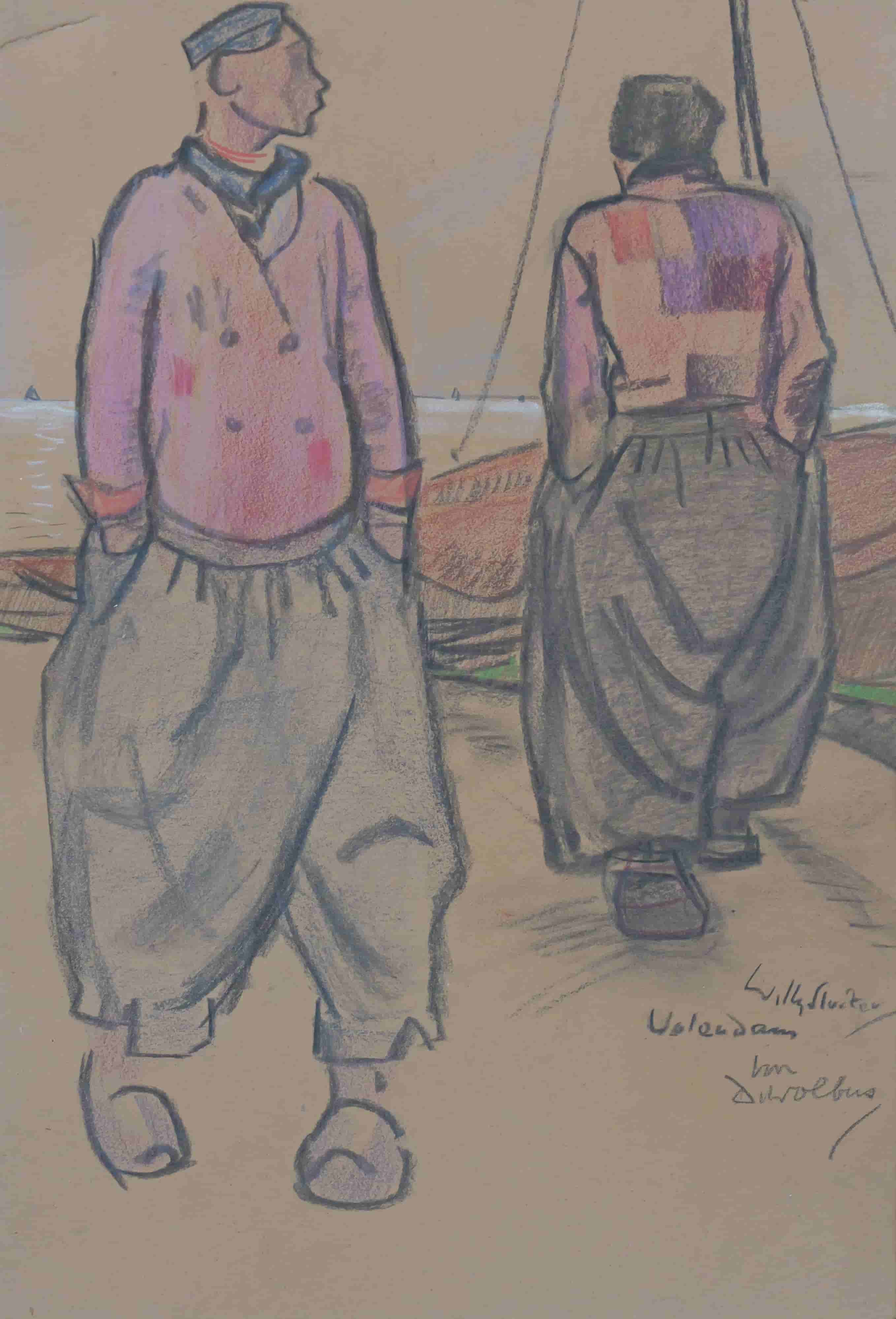 Willy Sluiter - Schippers in Volendam (zonder lijst)