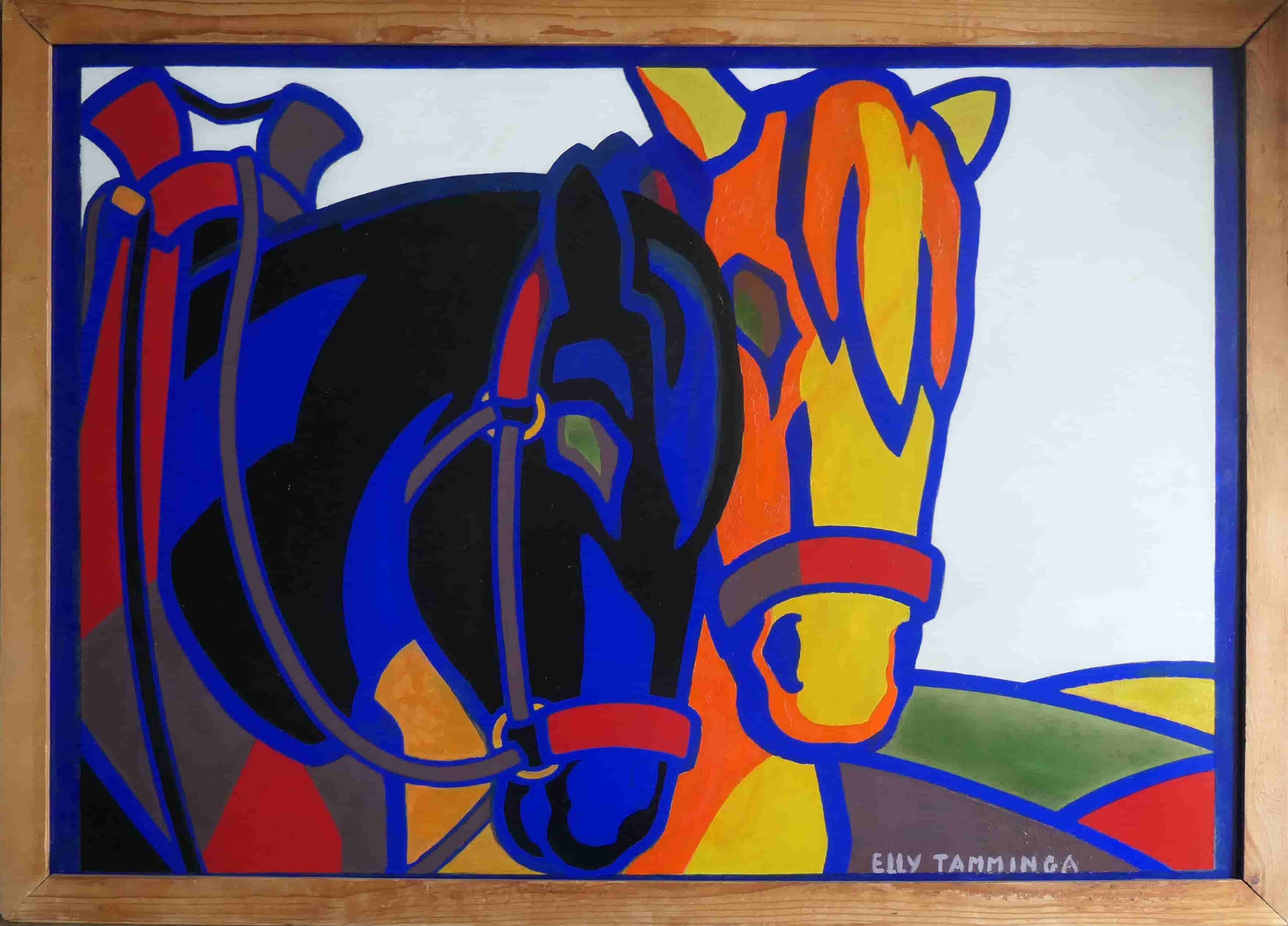 Elly Tamminga - Paardenhoofden (met lijst)