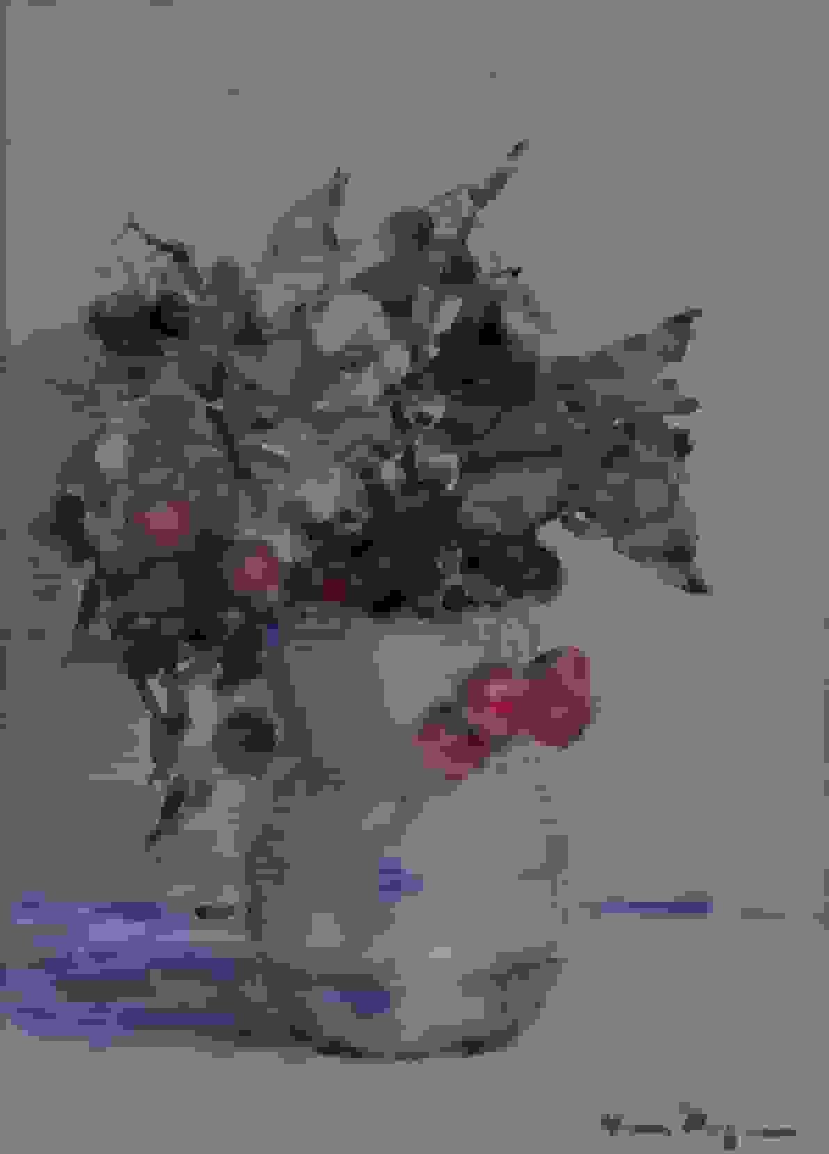 Bessentakjes in een witte vaas