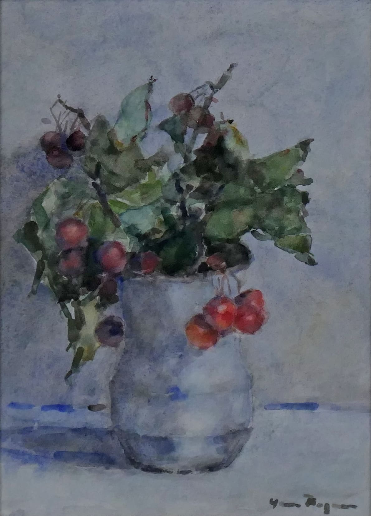 Bessentakjes in een witte vaas zonder lijst