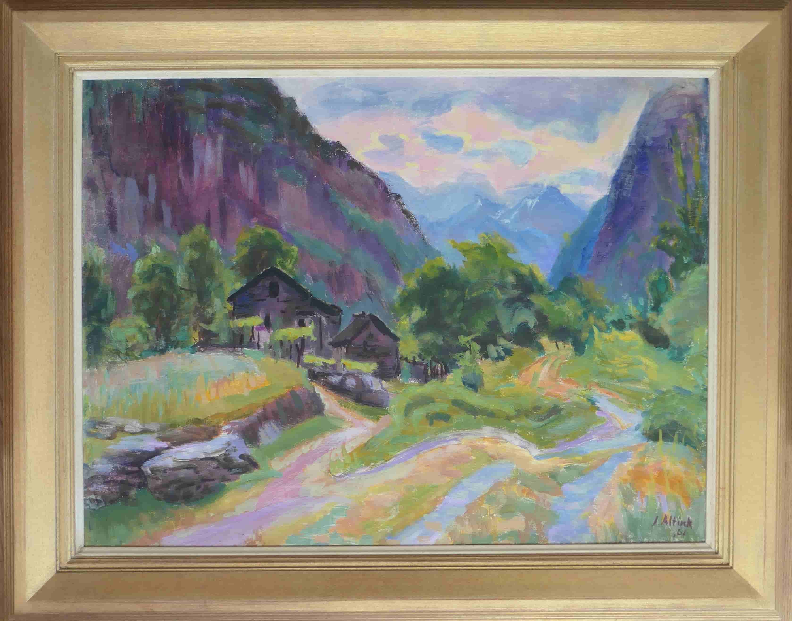 Jan Altink - Berglandschap (met lijst)