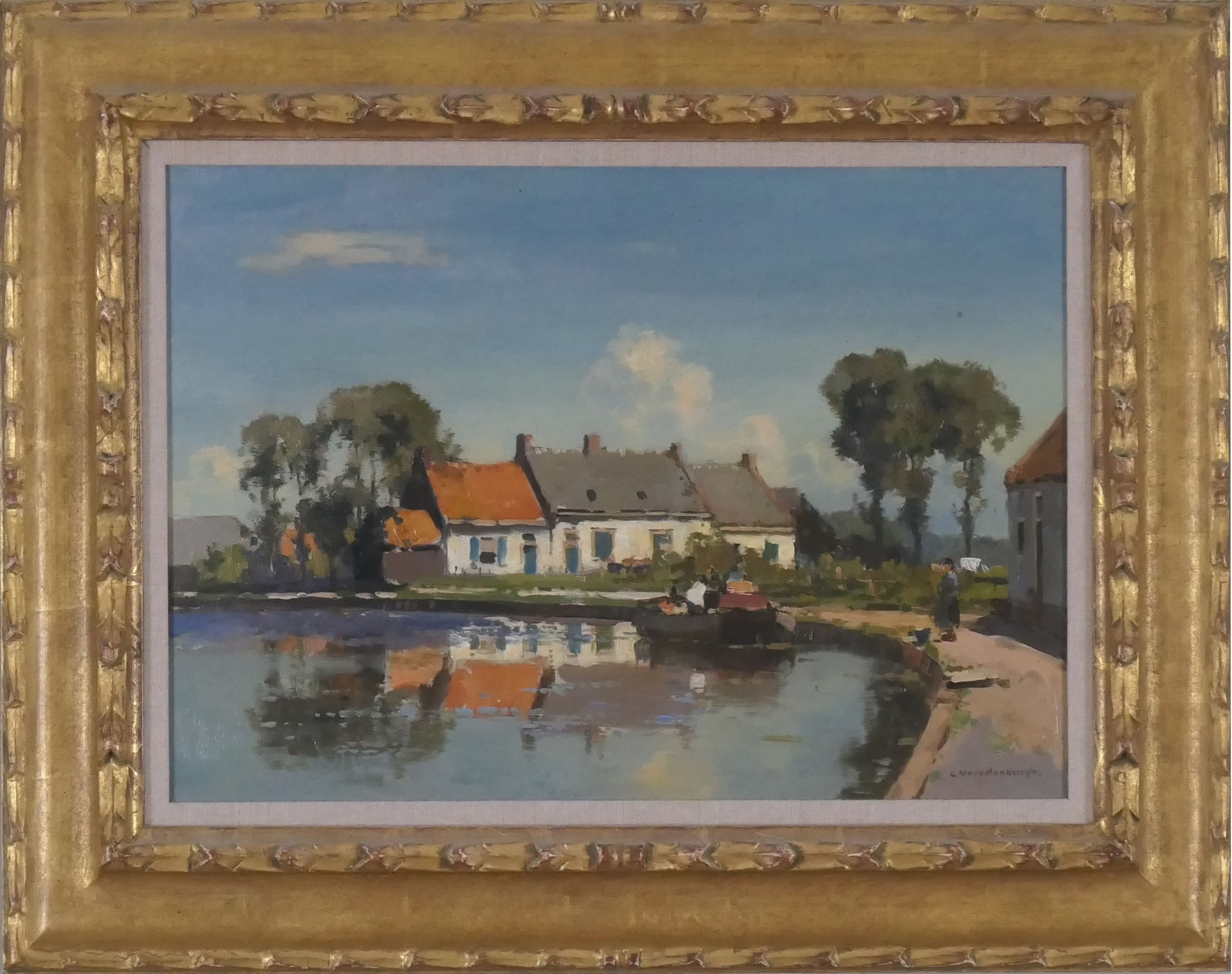 Dorpje aan rivier zonder lijst