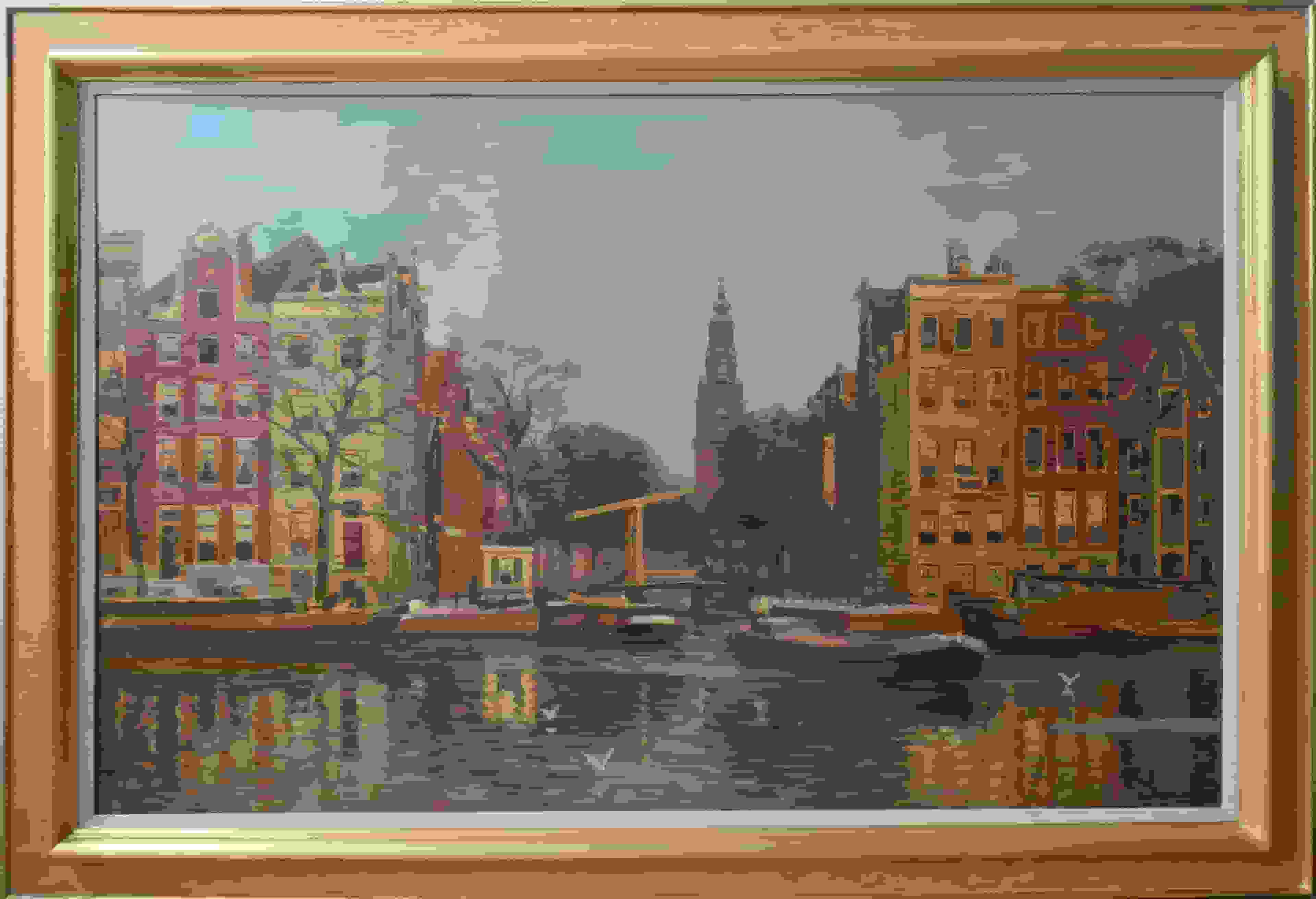 Bernardus van Beek - Groenburgwal met Zuiderkerk (met lijst)