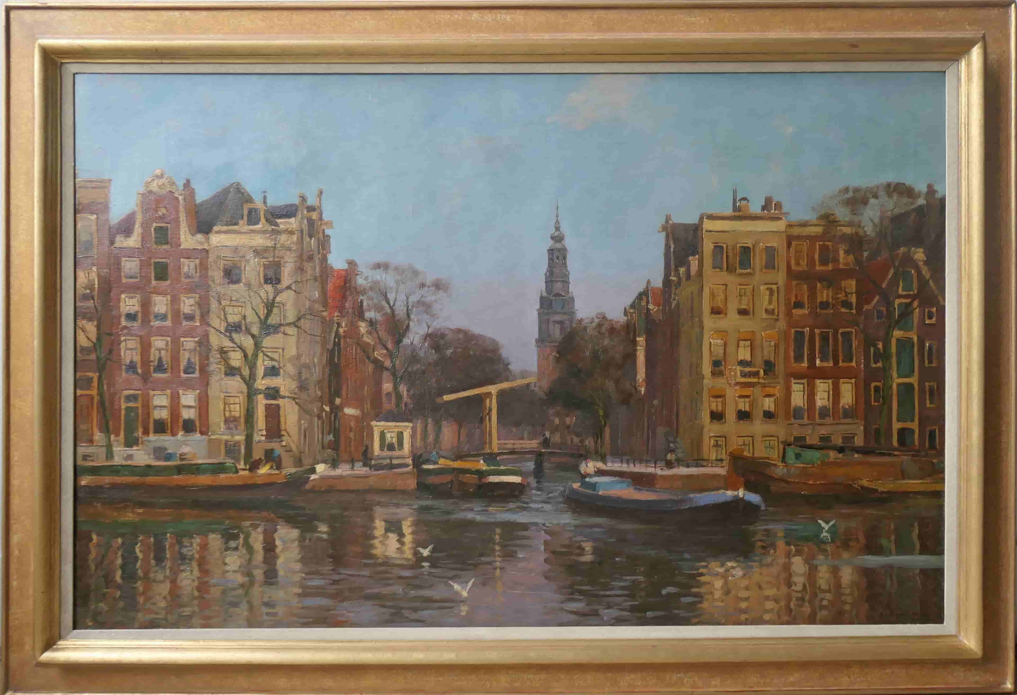 Bernardus van Beek - Groenburgwal met Zuiderkerk (met lijst)