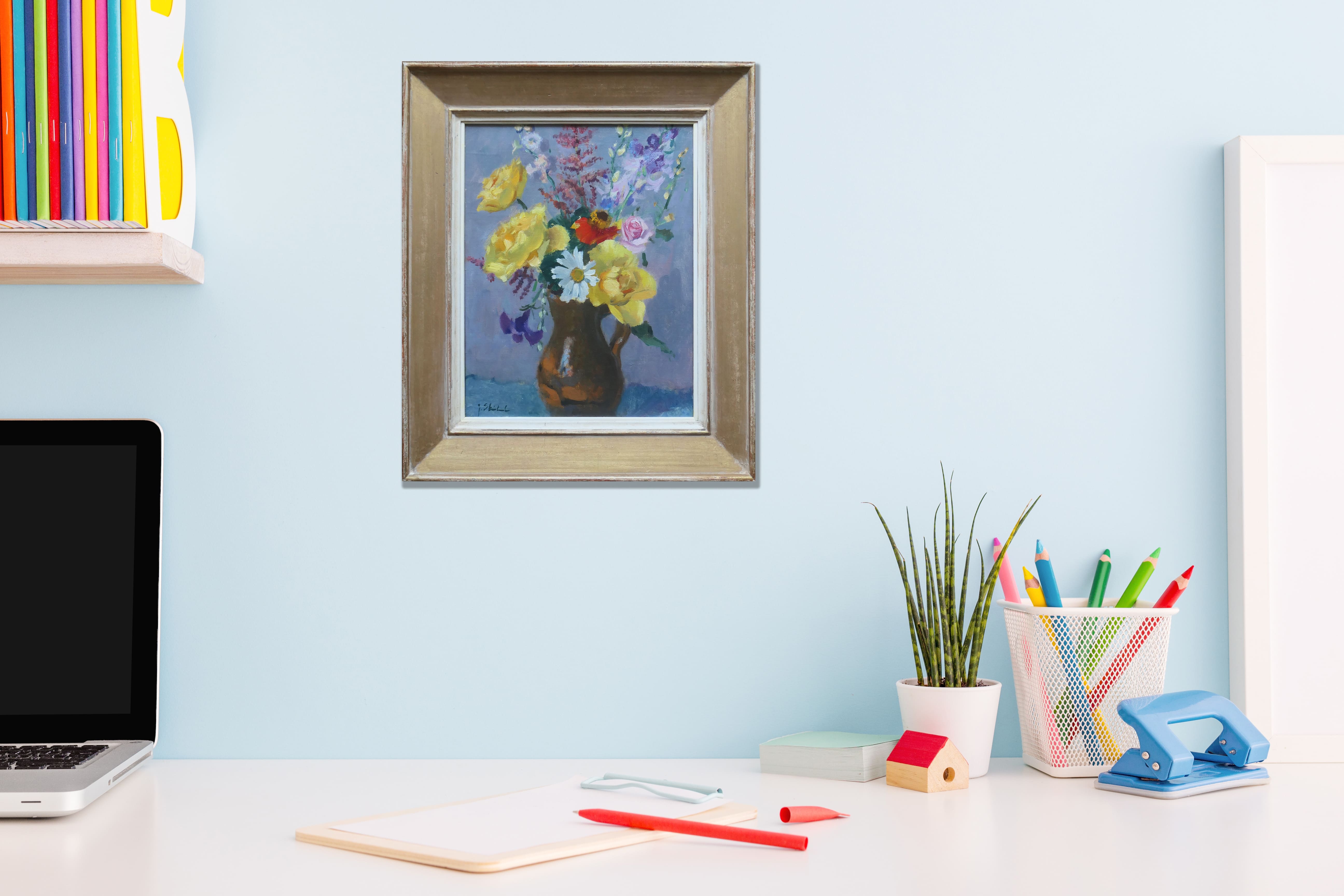 Bloemstilleven met rozen en een madeliefje zonder lijst