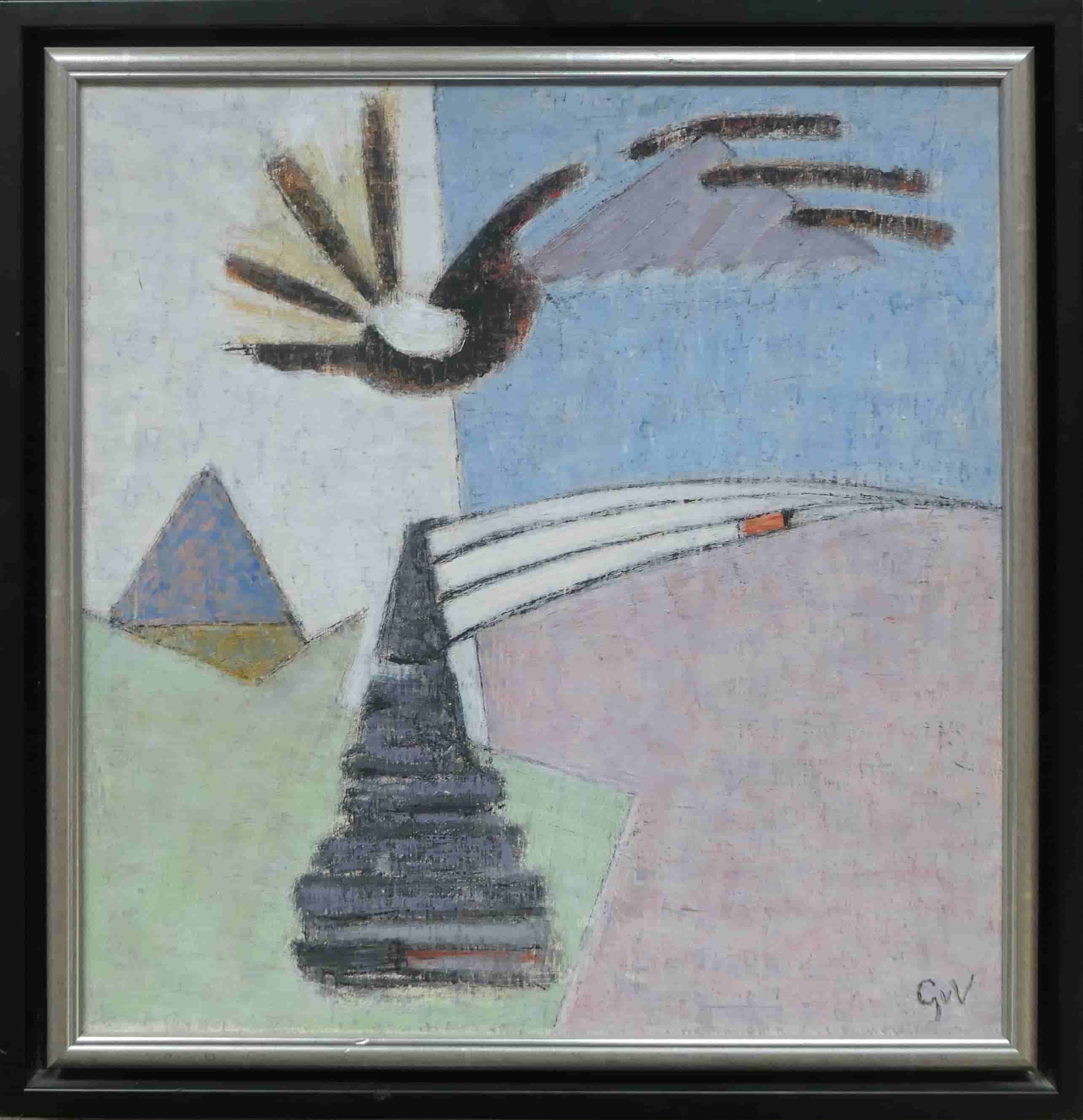 Geer van Velde - Abstract schilderij van Geer van Velde (jaren 50–60) (met lijst)