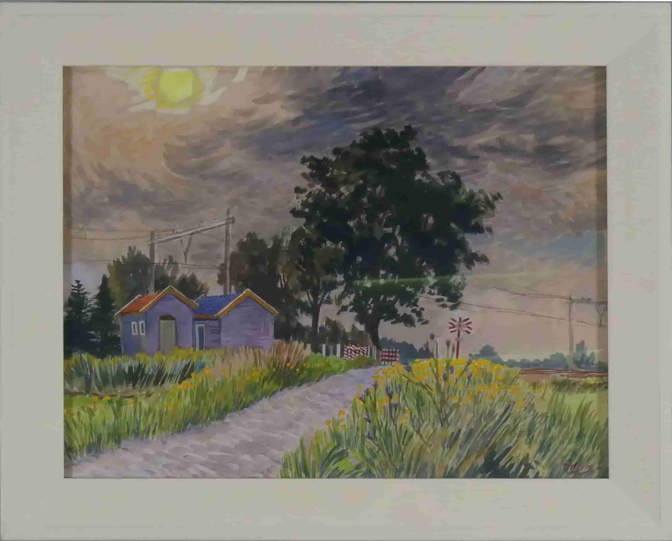 Henk Melgers - Spoorwegovergang Groningen (met lijst)