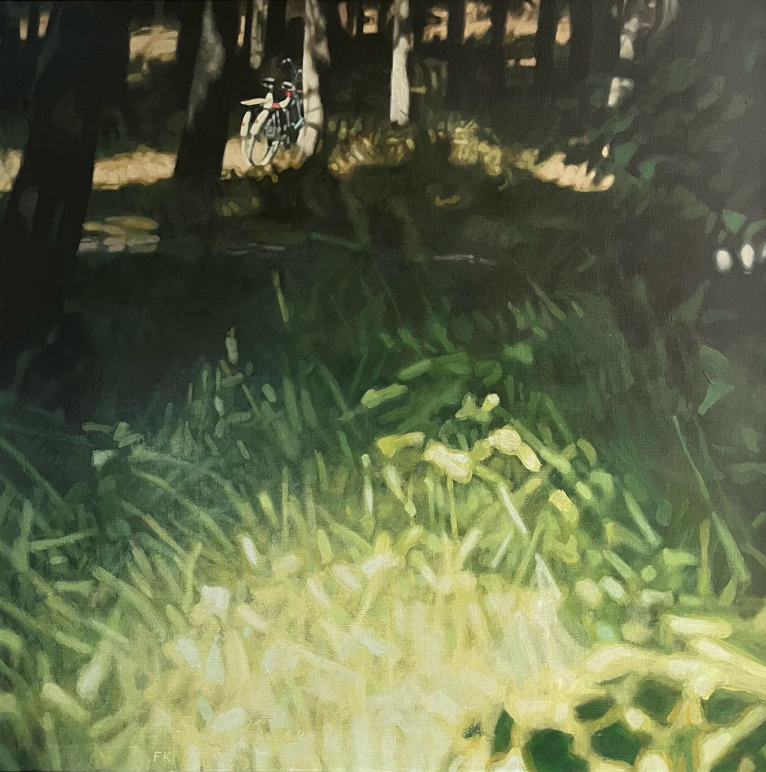 Fietsen in het bos zonder lijst