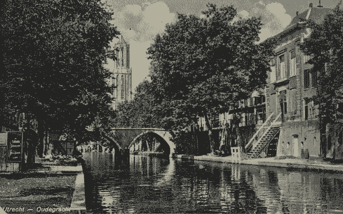Cornelis Vreedenburgh - Oudegracht Utrecht met Domtoren (in het echt)