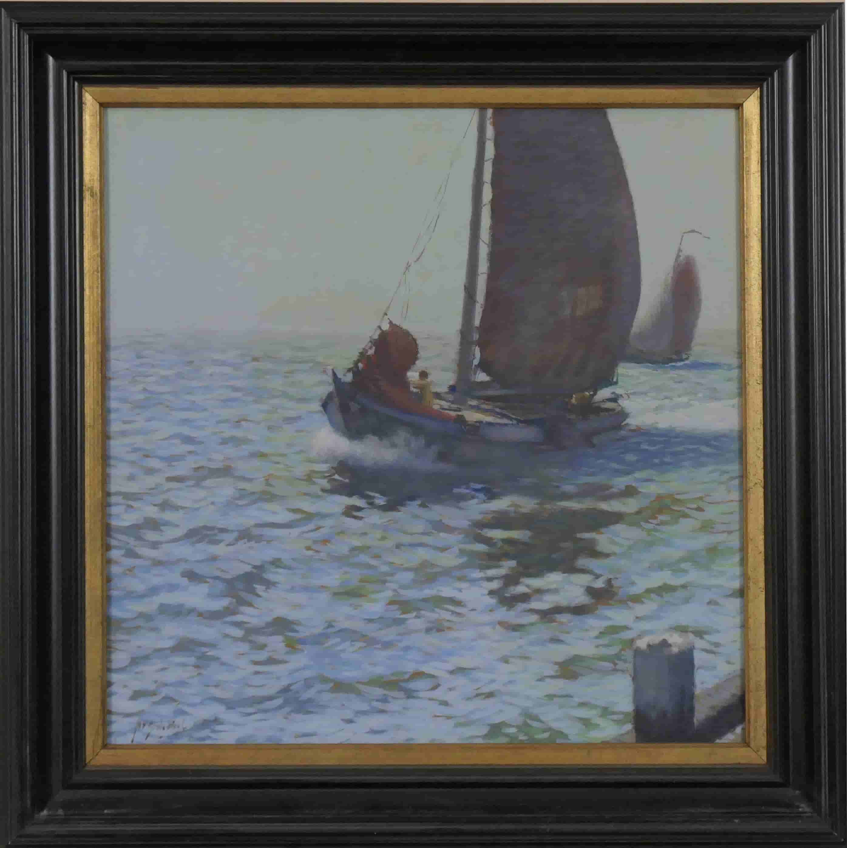 Anthony Pieter Schotel - Botters op de Zuiderzee (met lijst)