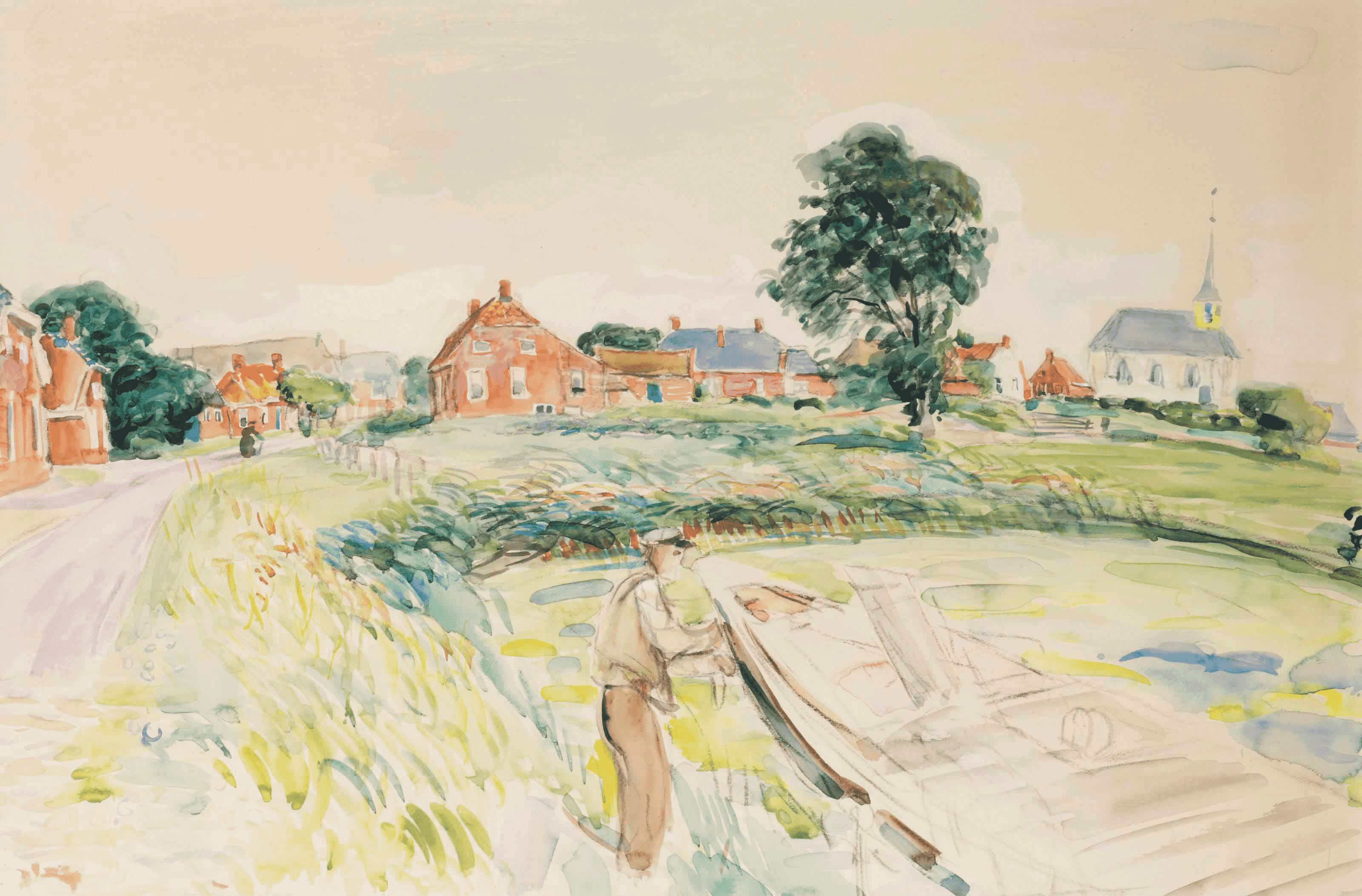 Johan Dijkstra - Gezicht op Sitswerd in Groningen (zonder lijst)