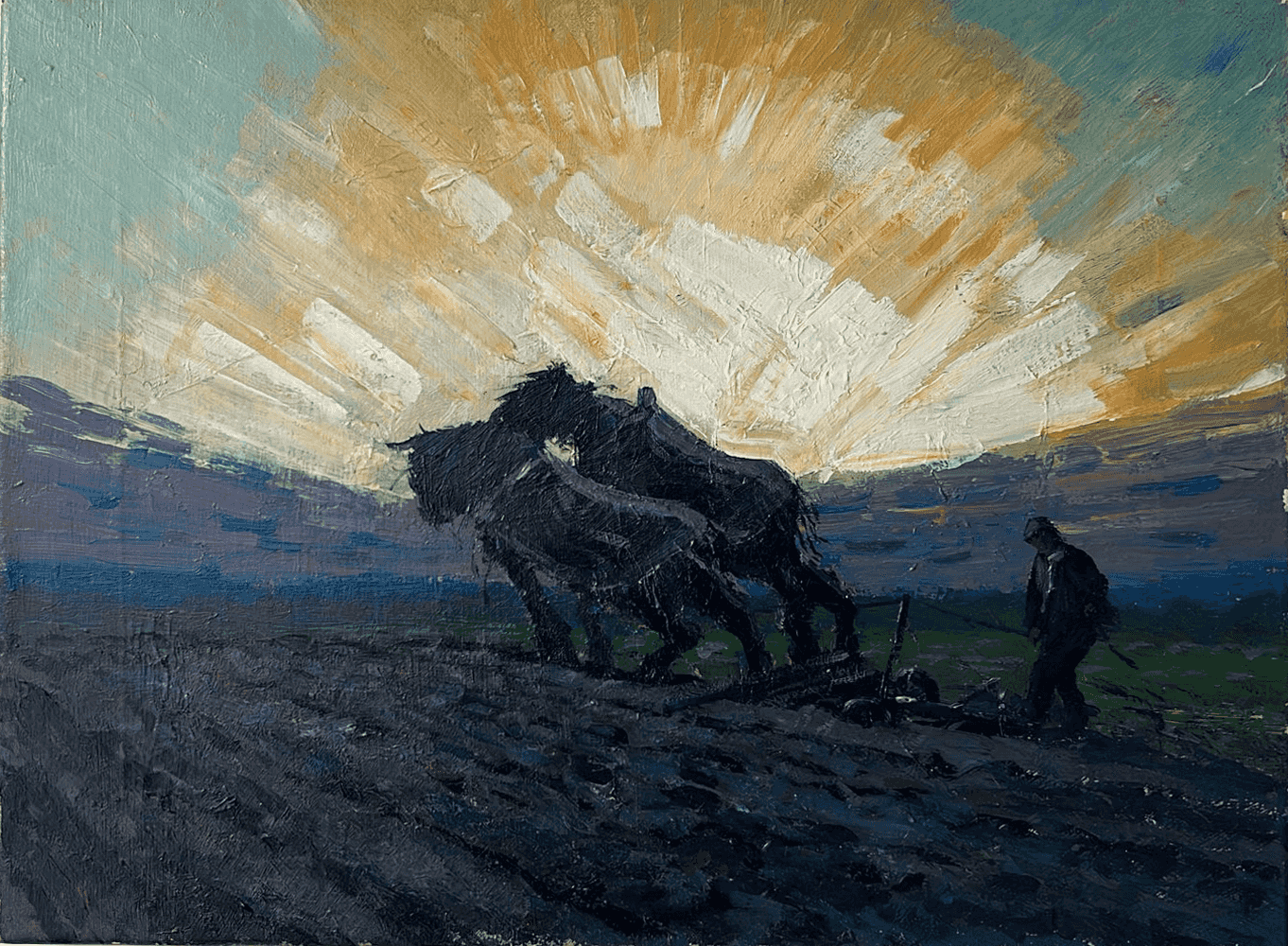 Herman Gouwe - Ploegende boer (zonder lijst)