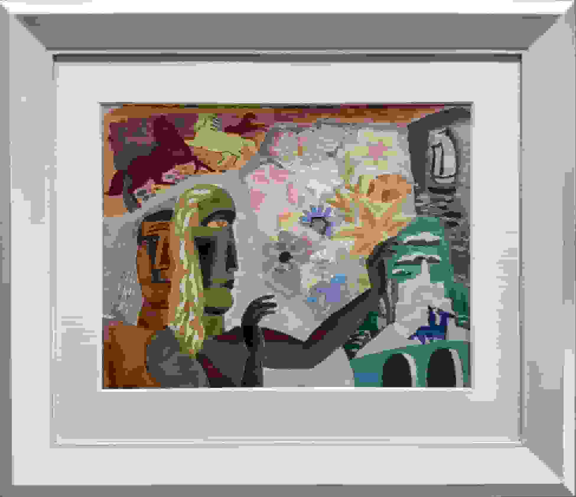 Leo Gestel - Decoratieve compositie met twee koppen (met lijst)