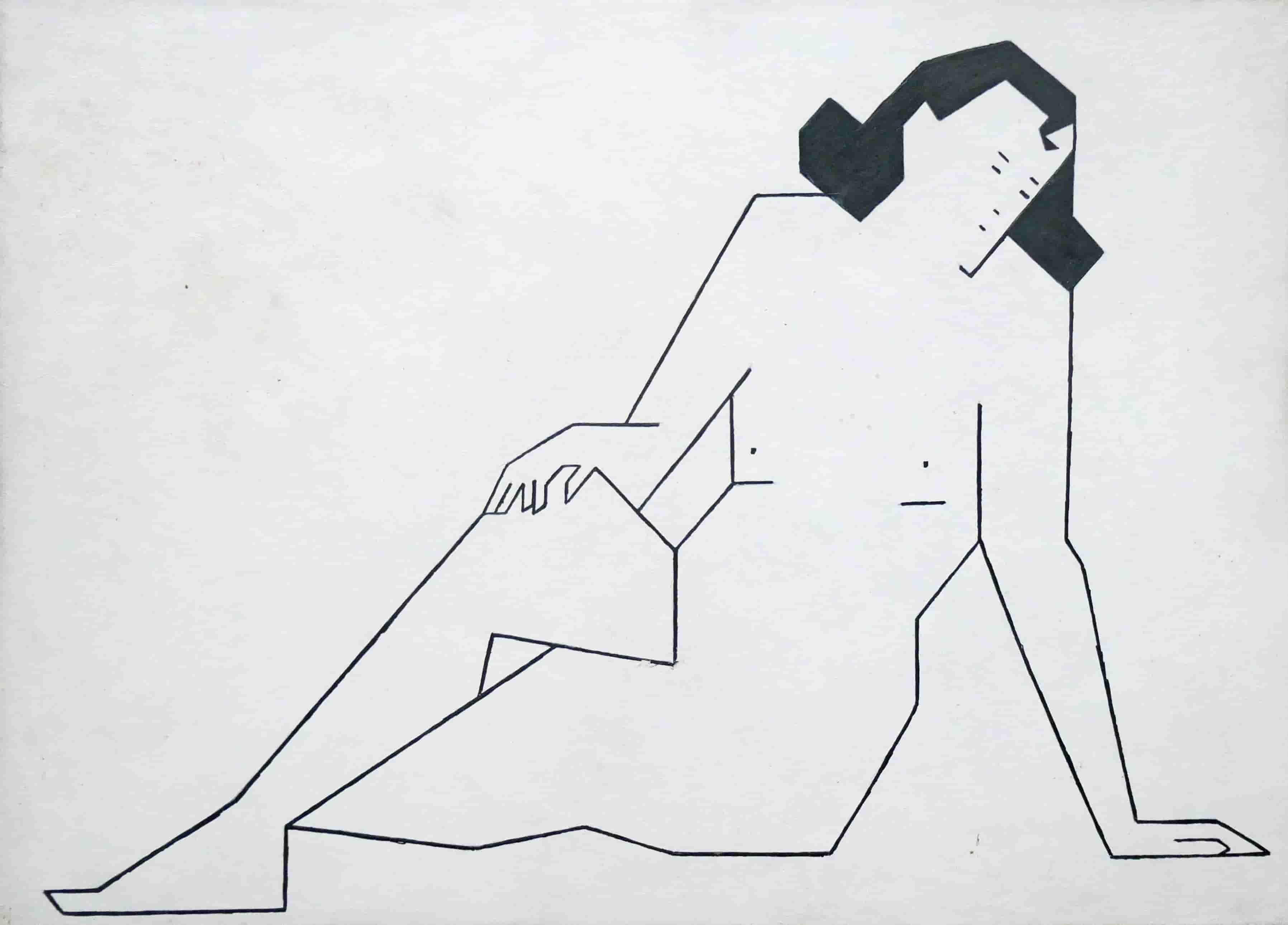 Hendrik Valk - Naaktstudie (zonder lijst)