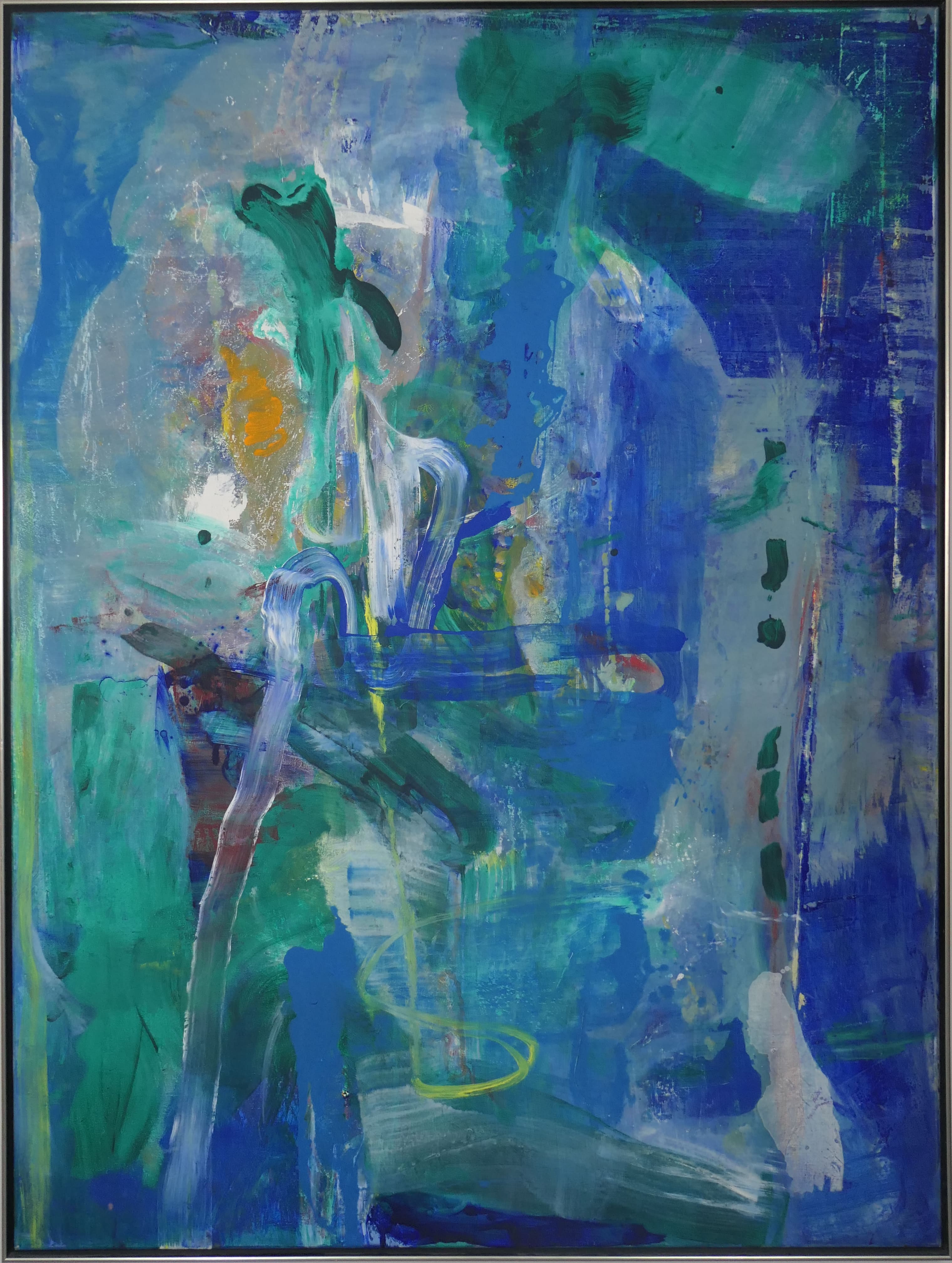 Abstracte compositie in blauw zonder lijst