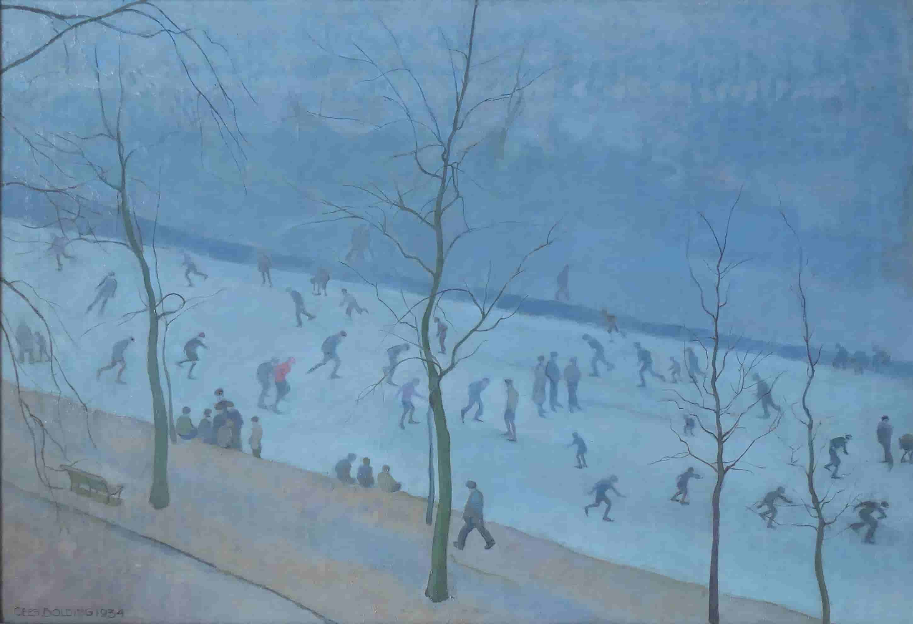 Cees Bolding - IJspret op de 'Boerenwetering' te Amsterdam (zonder lijst)