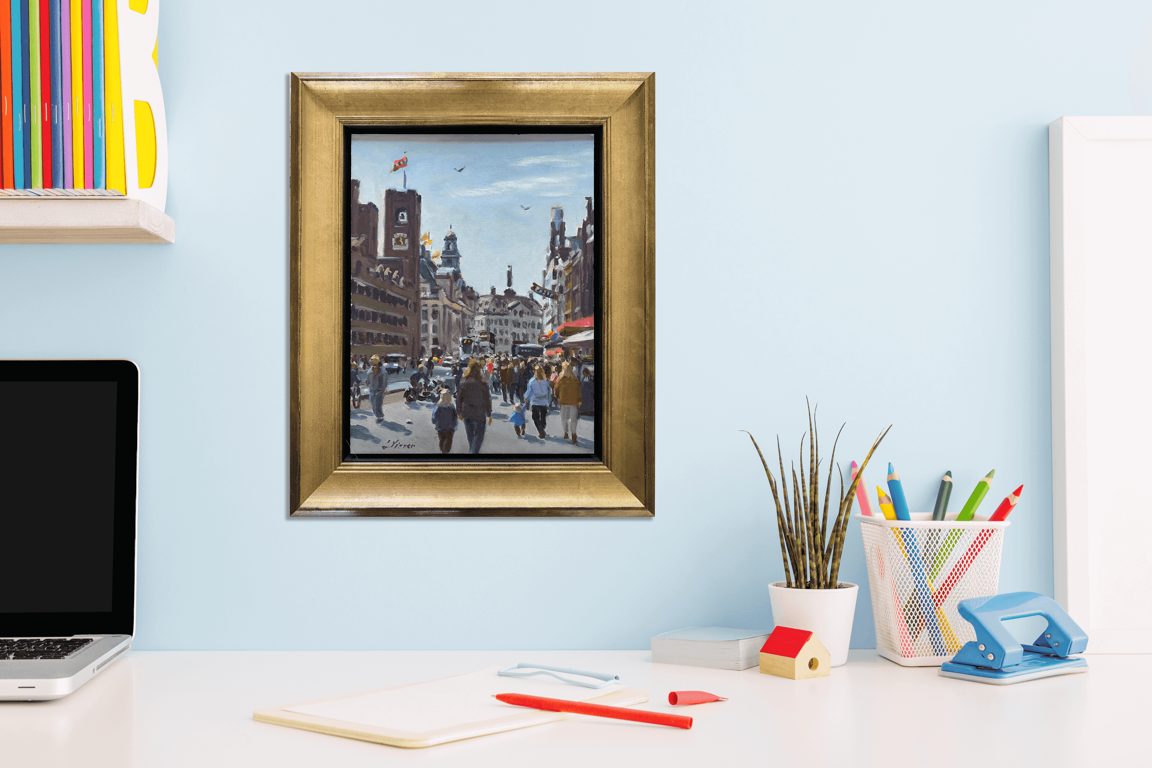 Louis Visser - Amsterdam – Damrak met de Beurs van Berlage (in interieur)