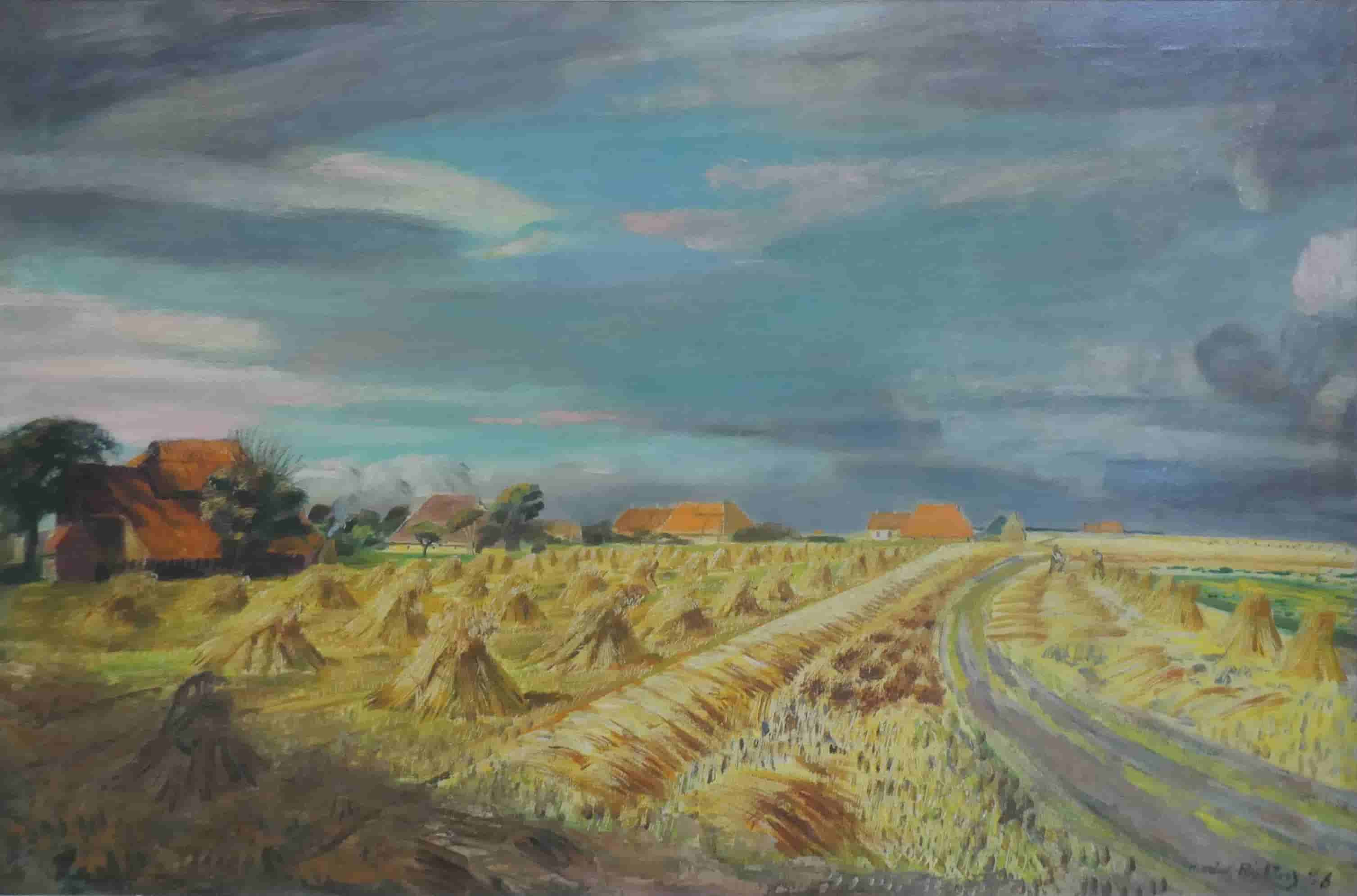 Marius Richters - Korenschoven in de omgeving van Rotterdam (zonder lijst)