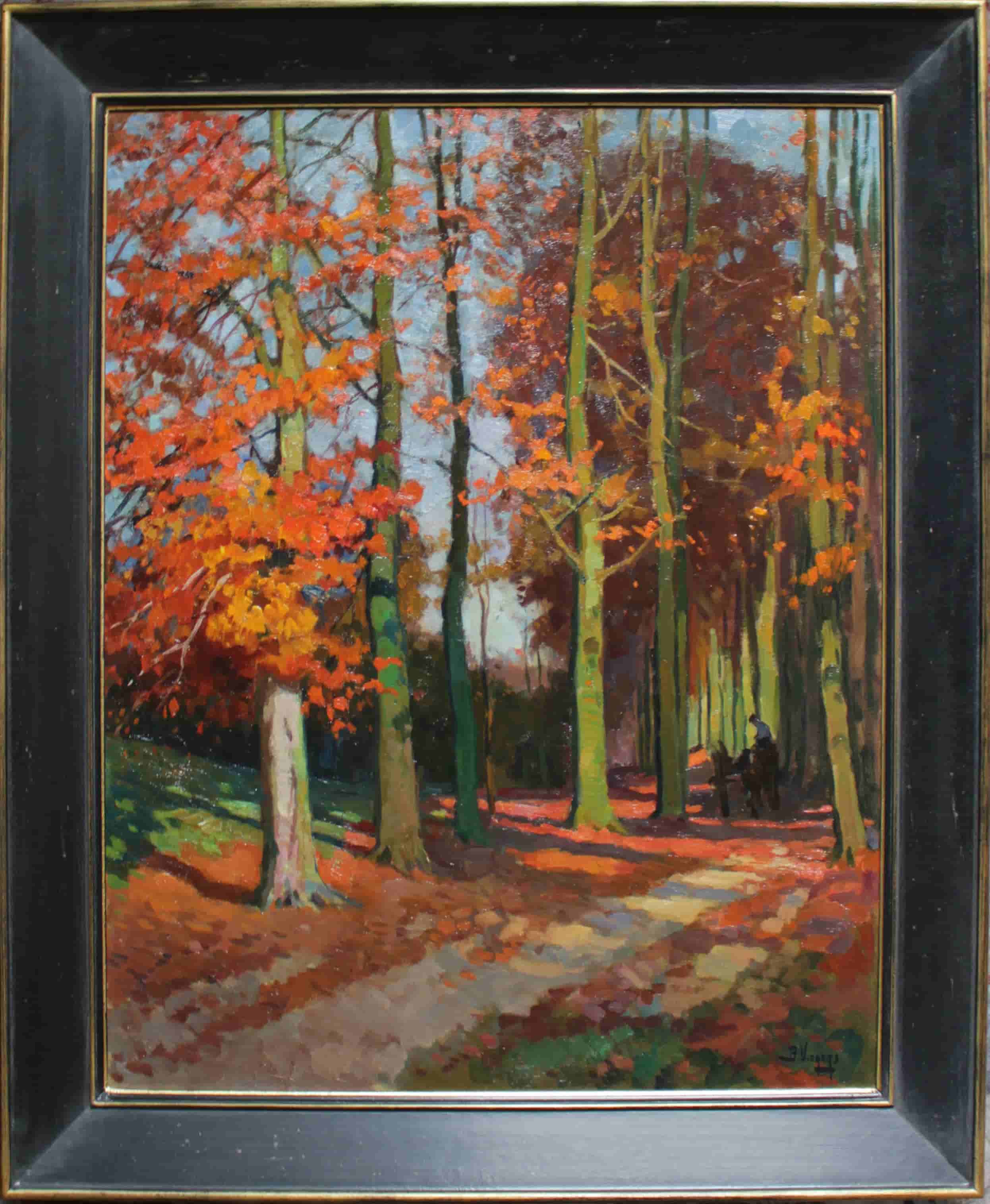 Ben Viegers - Een zonnige herfstdag in het bos (met lijst)