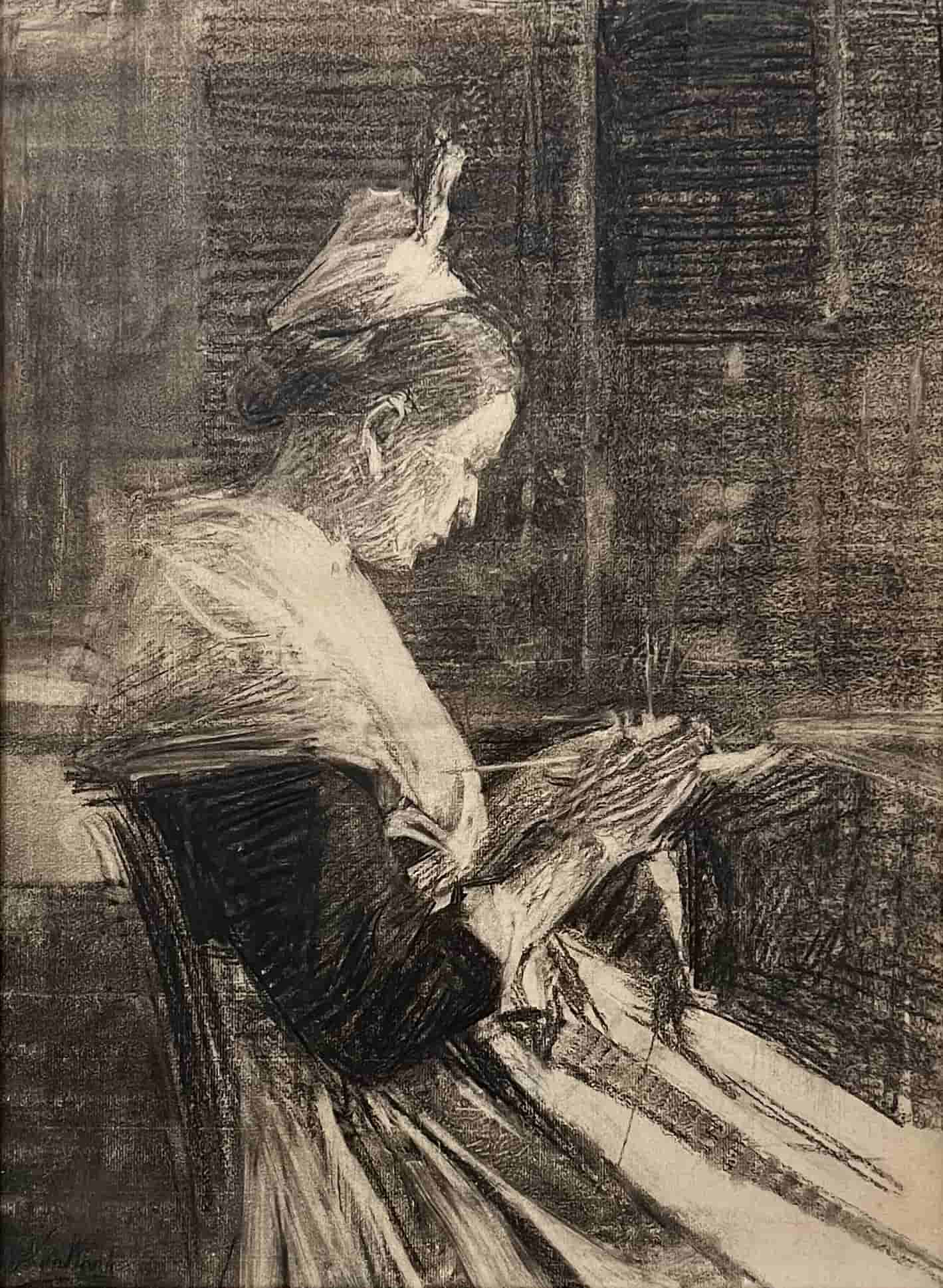 Nicolaas van der Waay - Breiend weesmeisje