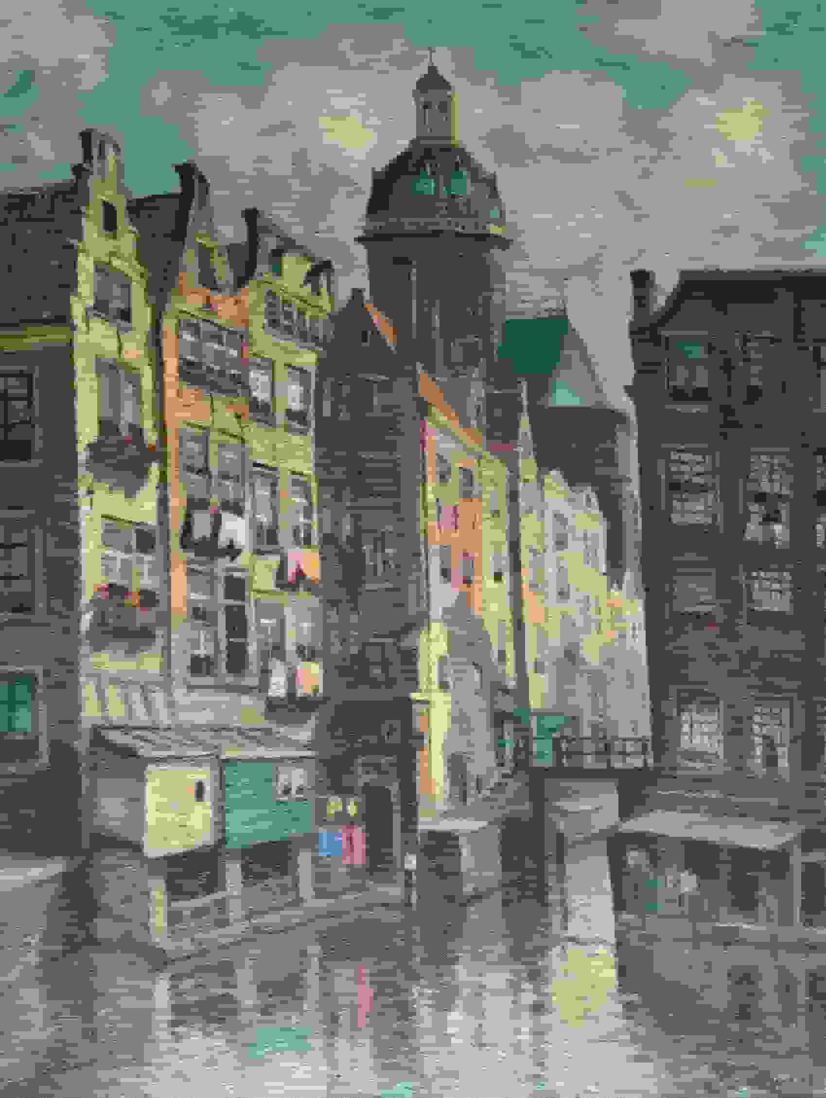 Arie Johannes Zwart - Het Kolkje in Amsterdam (zonder lijst)