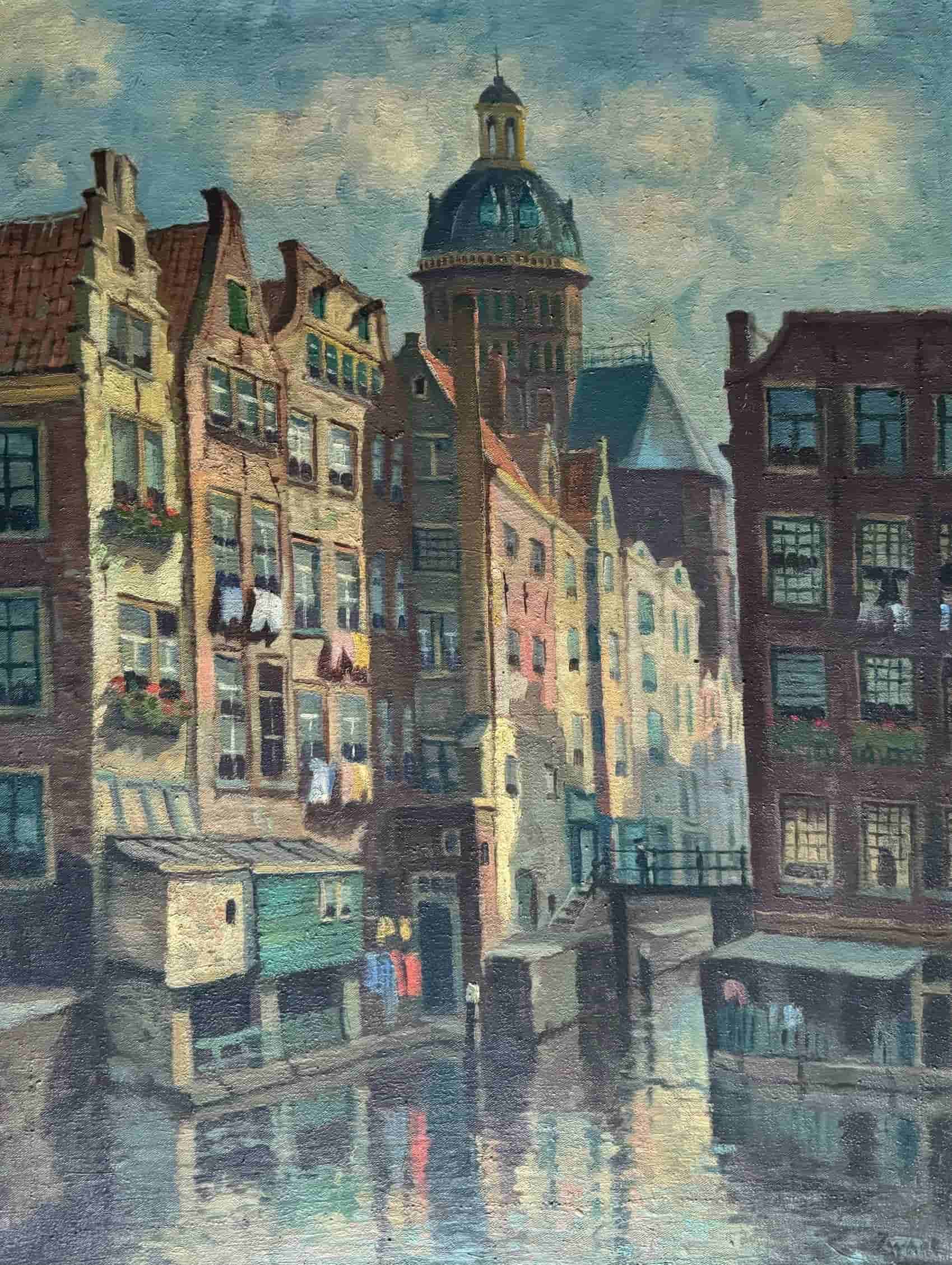 Arie Johannes Zwart - Het Kolkje in Amsterdam (zonder lijst)