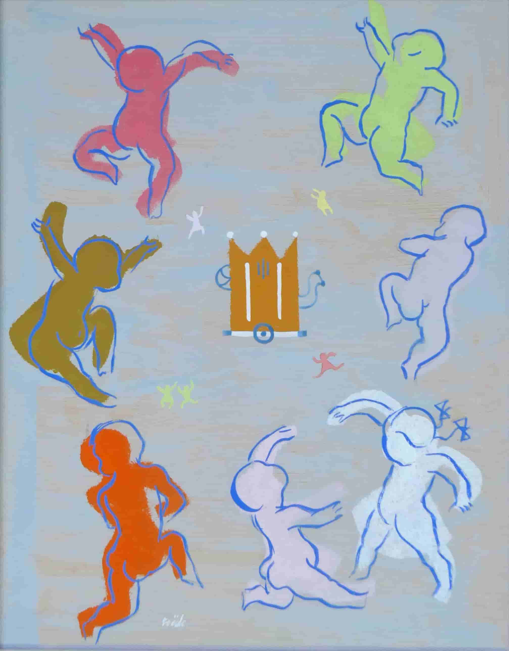 Jan Roëde - Dansende kinderen bij een draaimolen