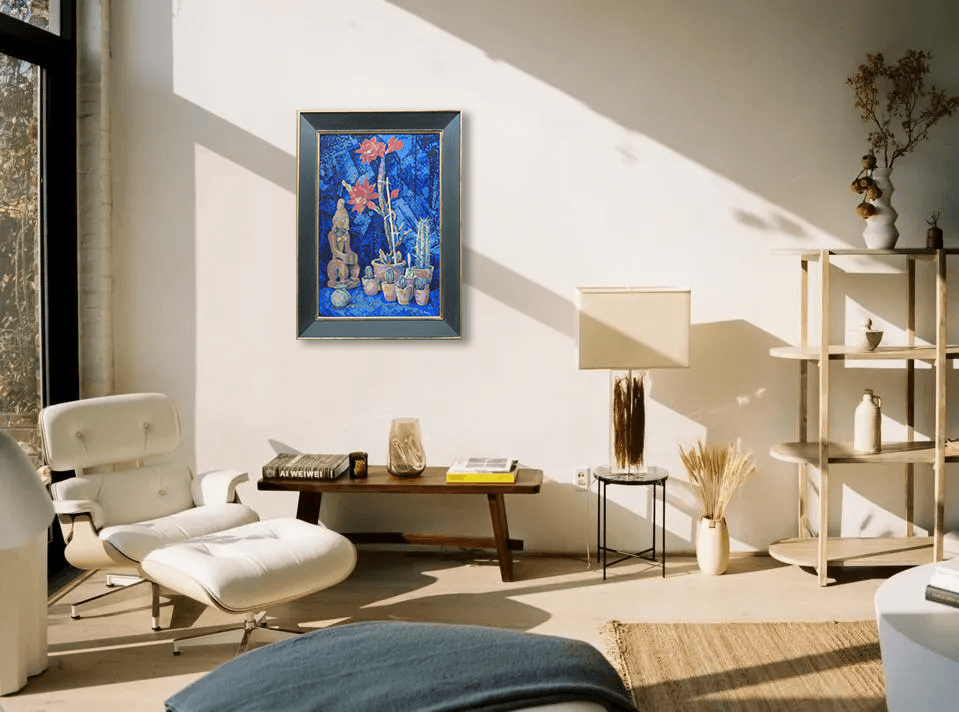 Herman Bieling - Stilleven met cactussen en voorouderbeeld (in interieur)