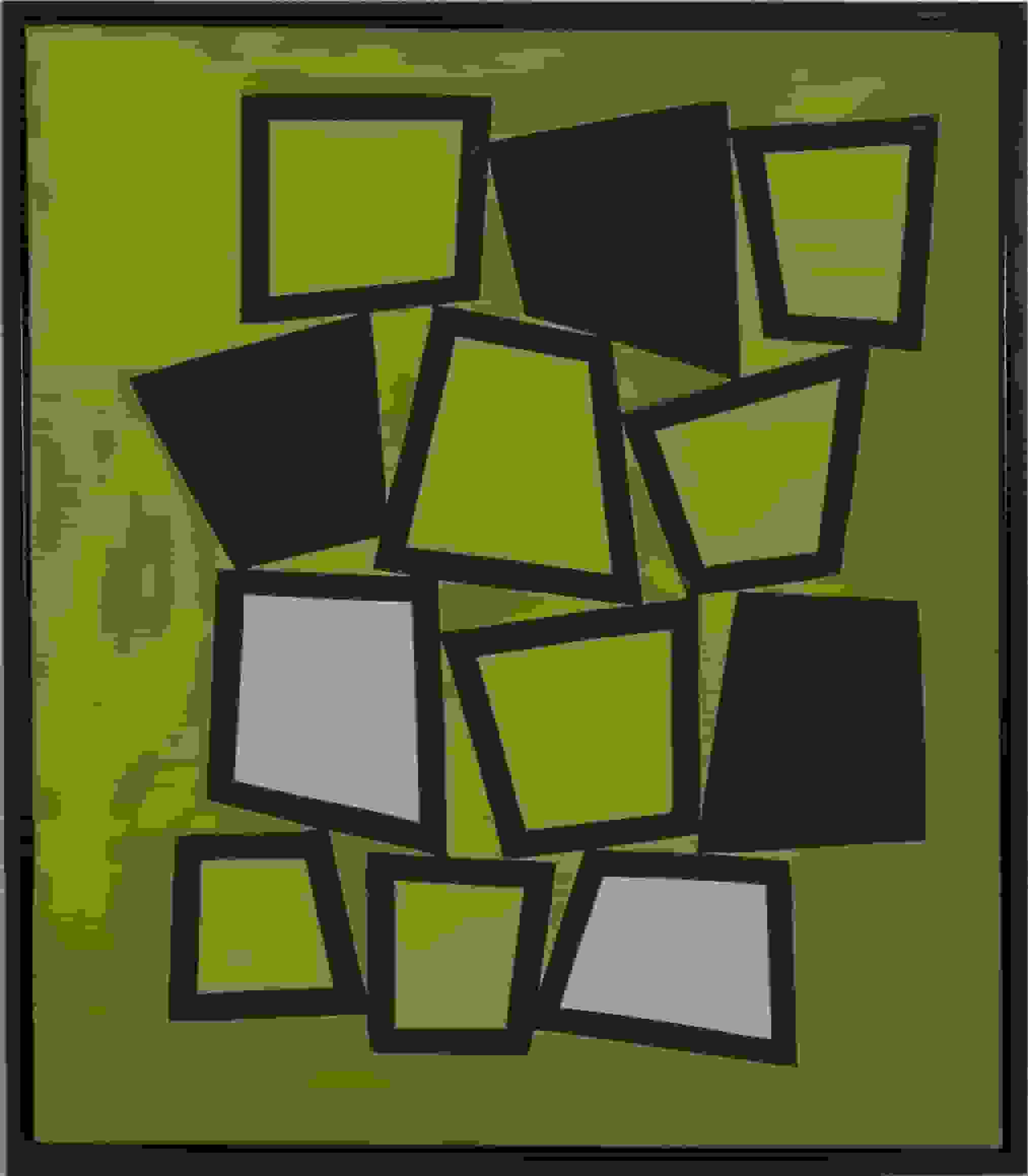 Siep van den Berg - Abstracte compositie (met lijst)