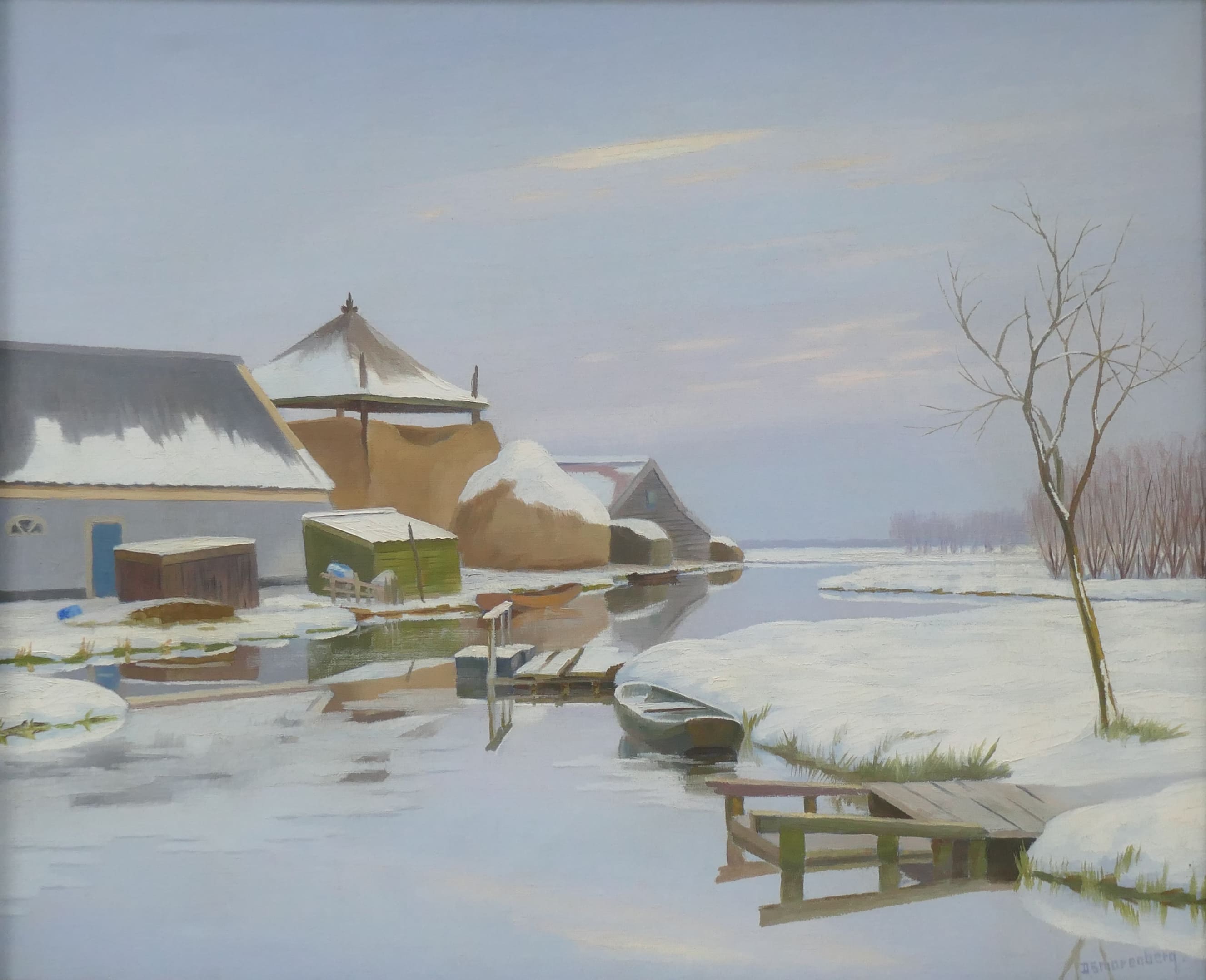 Boerderij in de winter zonder lijst