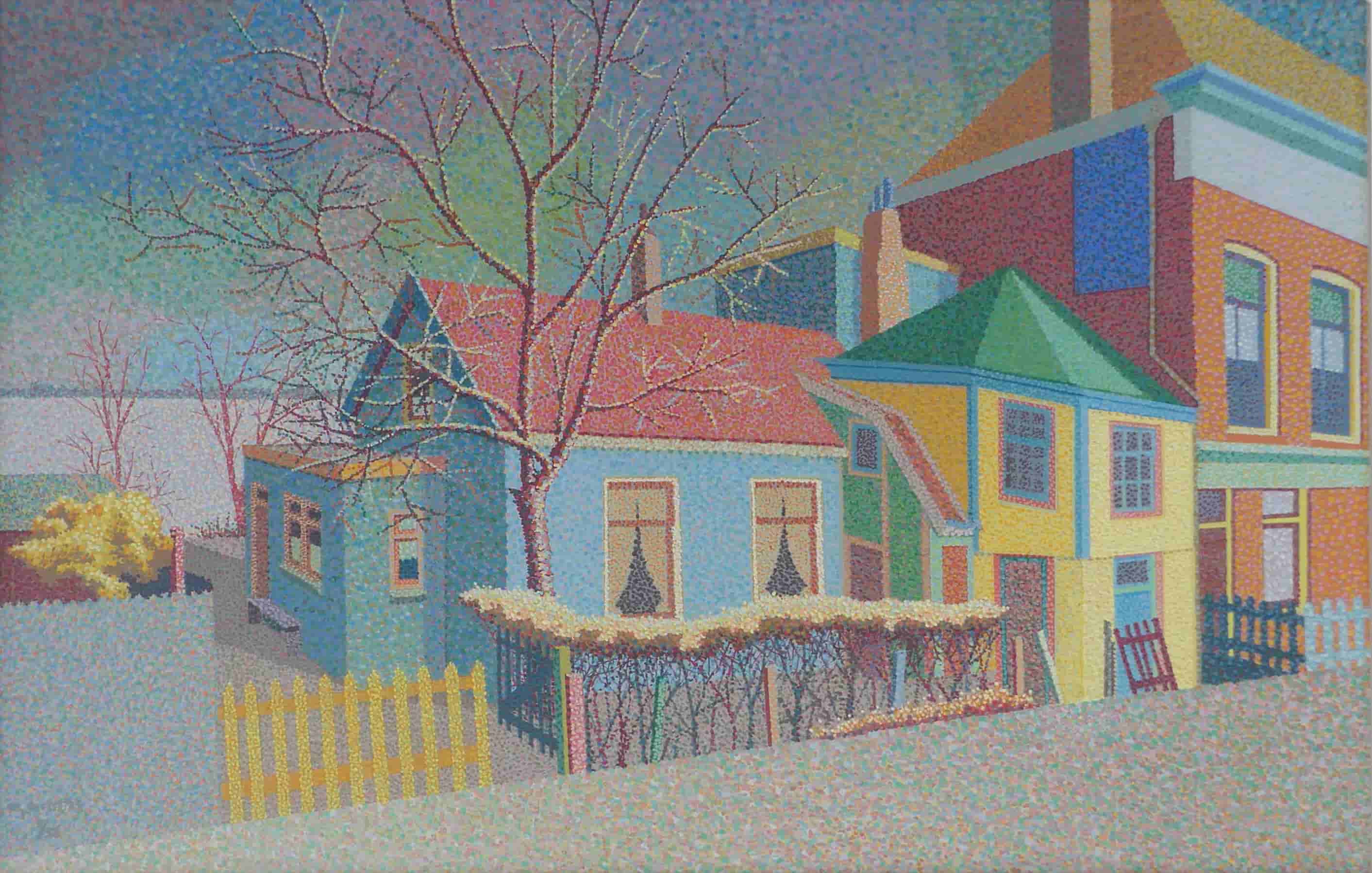 Cornelis Witters - Huizen aan de Honingerdijk te Rotterdam (zonder lijst)